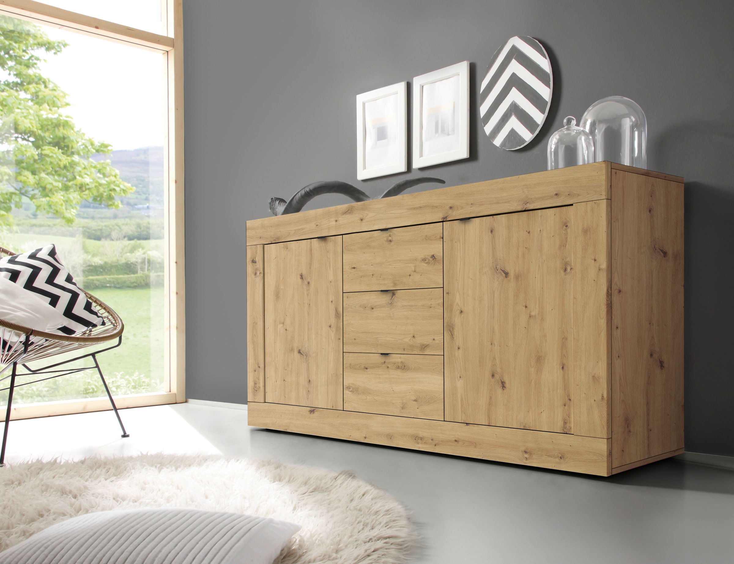Home affaire Sideboard "Basic" Breite 160 cm, 2 Türen 3 Schubkästen günstig online kaufen
