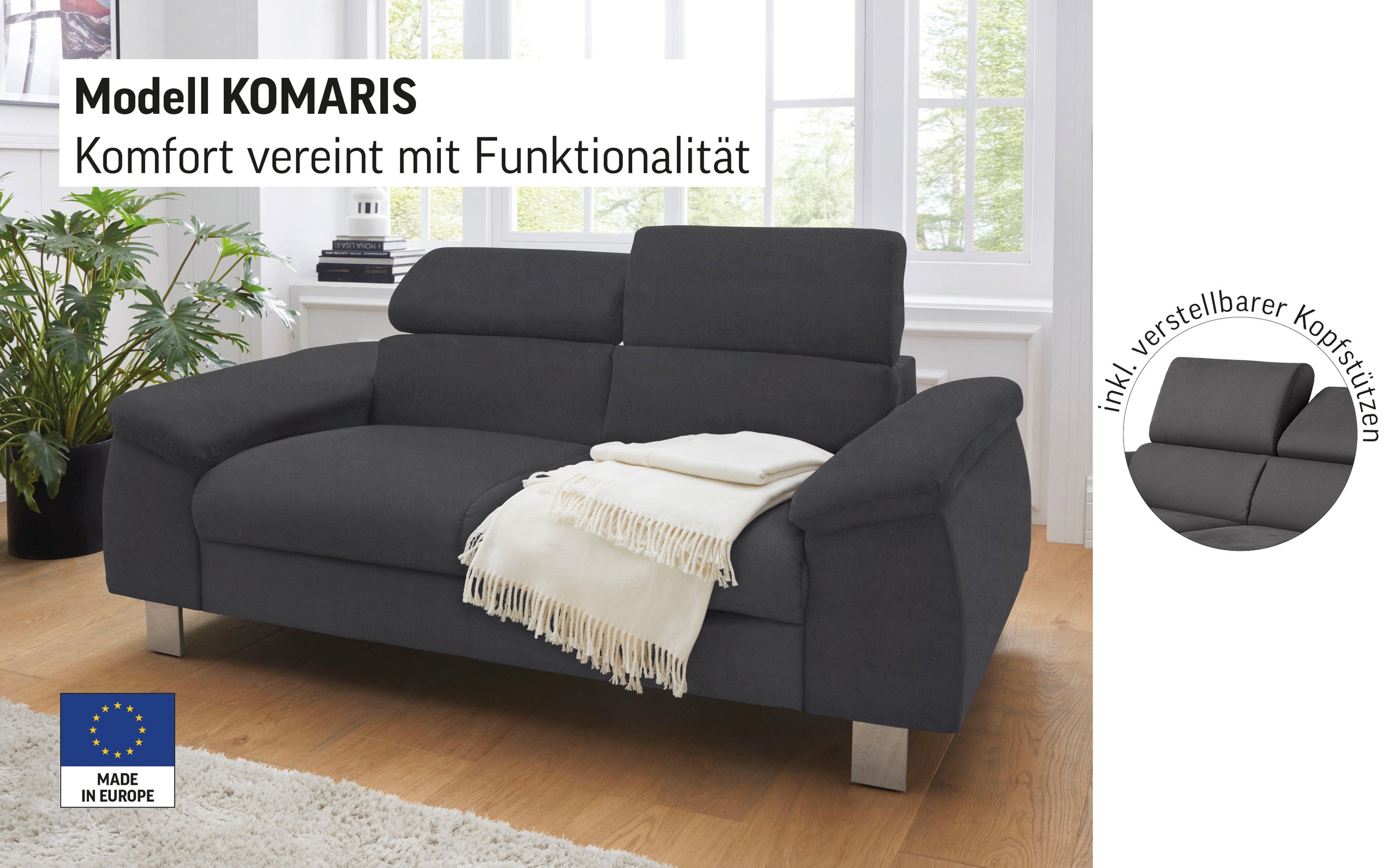 Thumbnail - COTTA 2-Sitzer "Komaris", mit Kopfteilverstellung