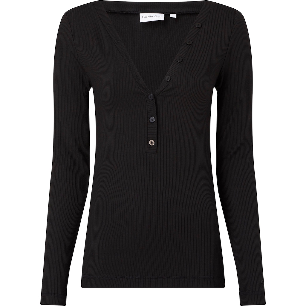 Calvin Klein Curve Longsleeve »INCLU MODAL RIB HENLEY TOP LS«, mit zuknöpfbarem V-Ausschnitt