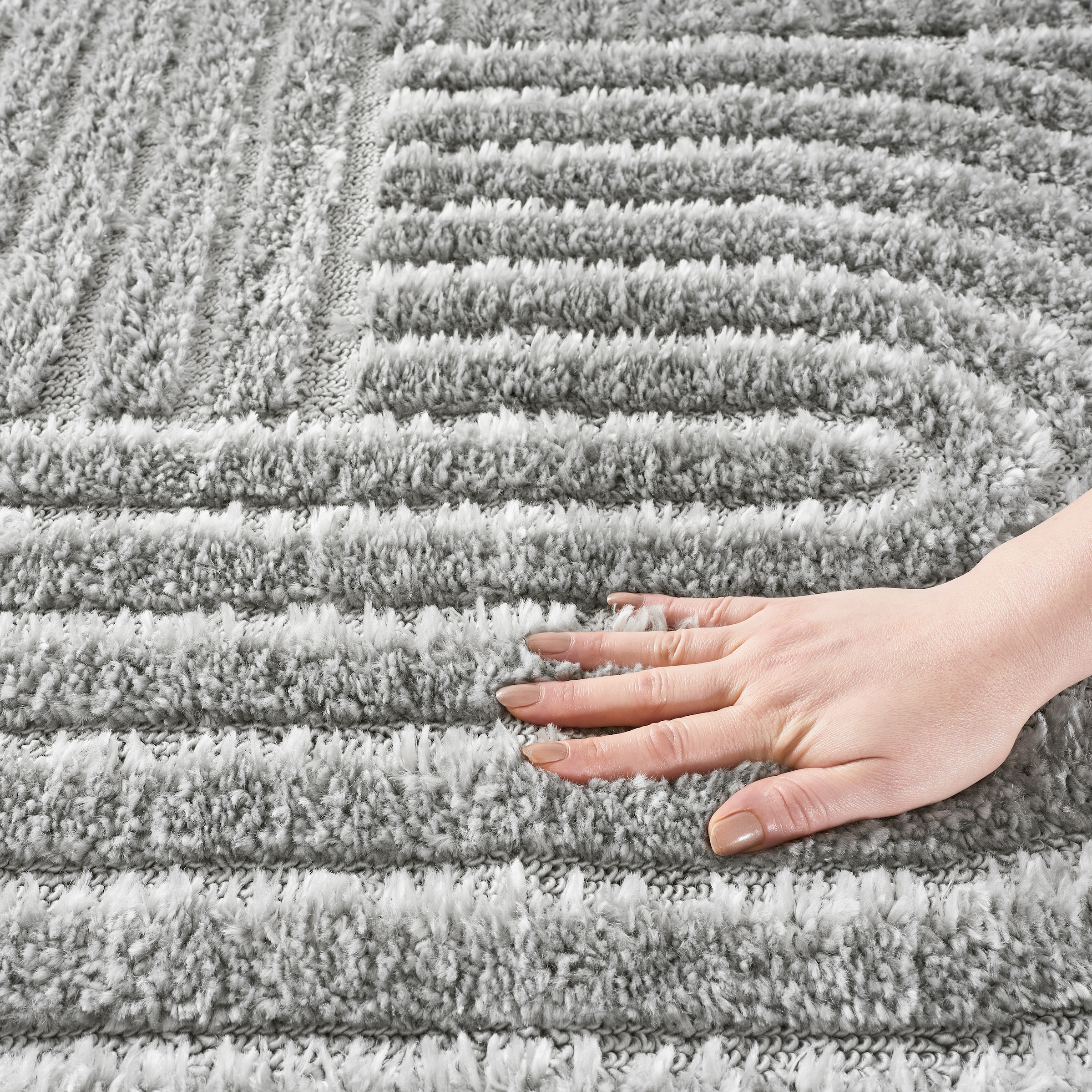 OTTO home Teppich »Jonne, Boho-Design, Scandi, Designteppich« rund 20 mm Höhe Hoch-Tief, 3D Optik, skandinavischer Stil, Wohnzimmer, Schlafzimmer