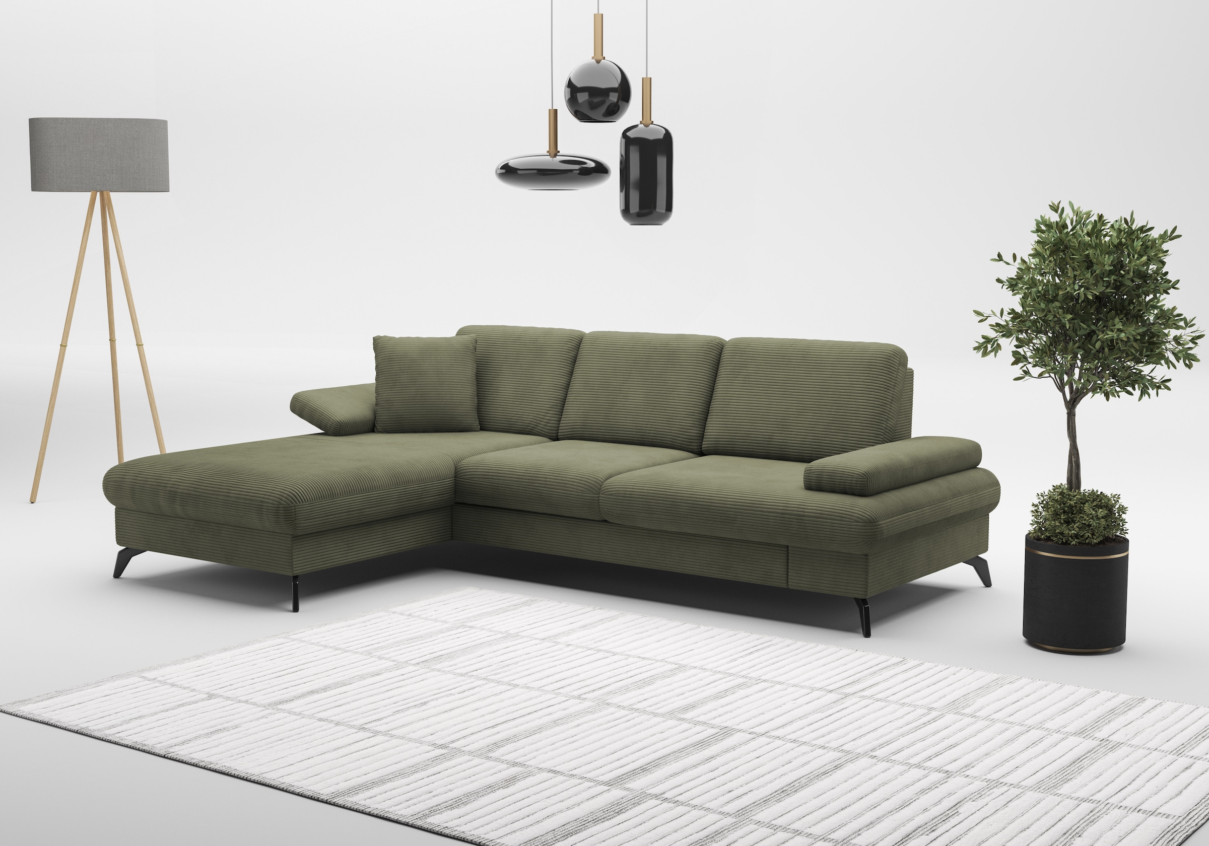 sit&more Ecksofa »Morris Jubi L-Form«, inkl. Armteilfunktion und 1 Zierkissen, wahlweise mit Bettfunktion