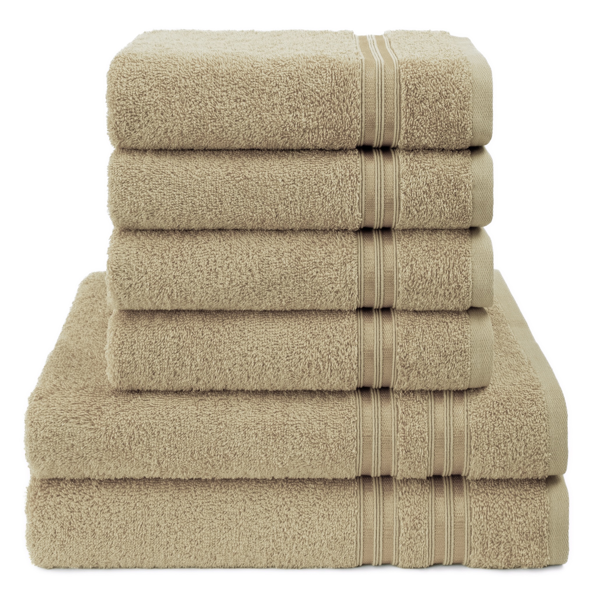 Thumbnail - HAMMETEX Handtuch Set "6-teiliges Handtuch Set, 100% Baumwolle, Weich & Saugstark" Set 6 Stk. Frottier mit Bordüre, einf...