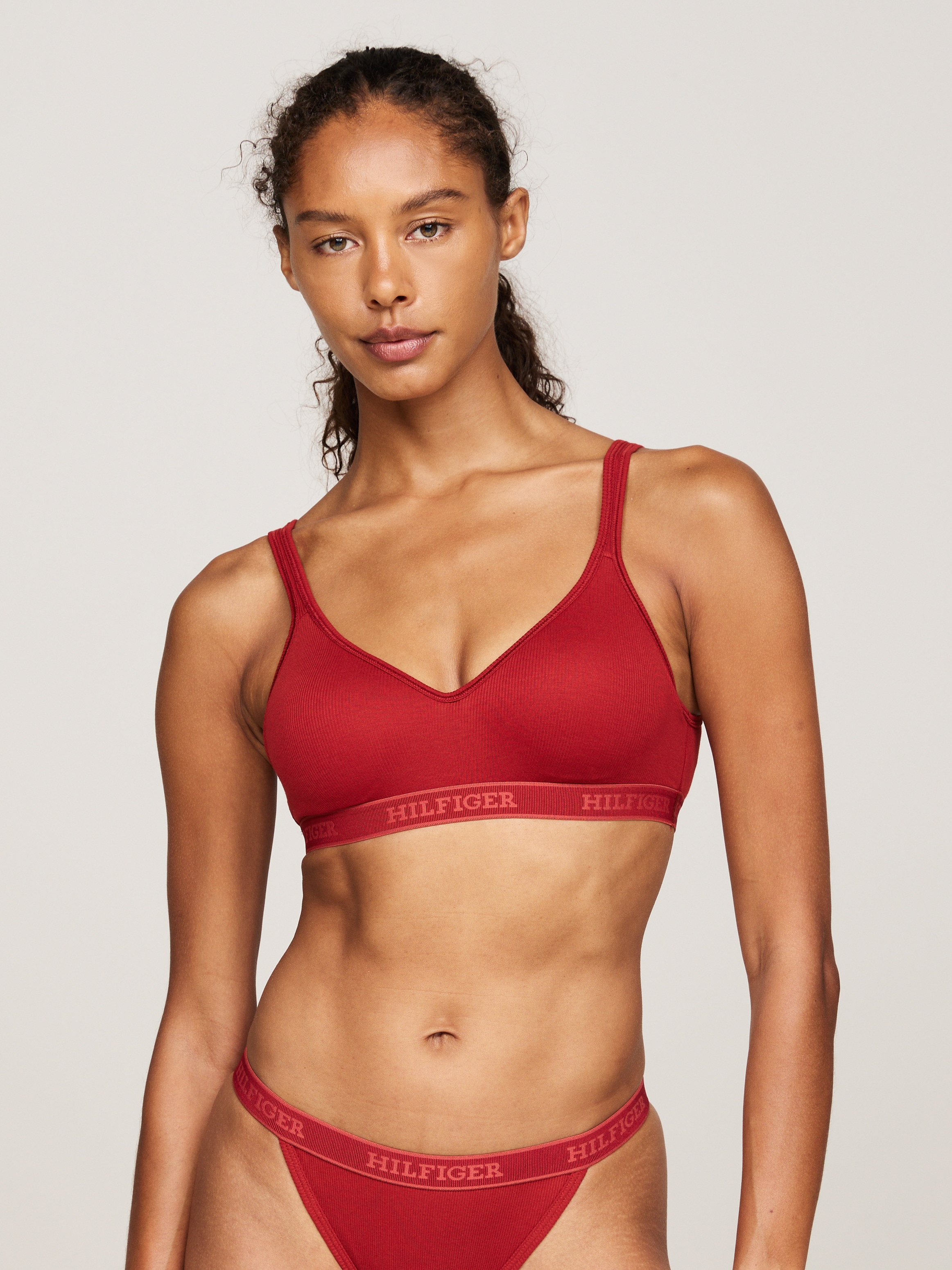 Damen Bralette-BH "BRALETTE LIFT", TOMMY HILFIGER UNDERWEAR, Gr. XS, rot, Jersey, Obermaterial: 57% Baumwolle, 38% Polyester, 5% Elasthan, unifarben,