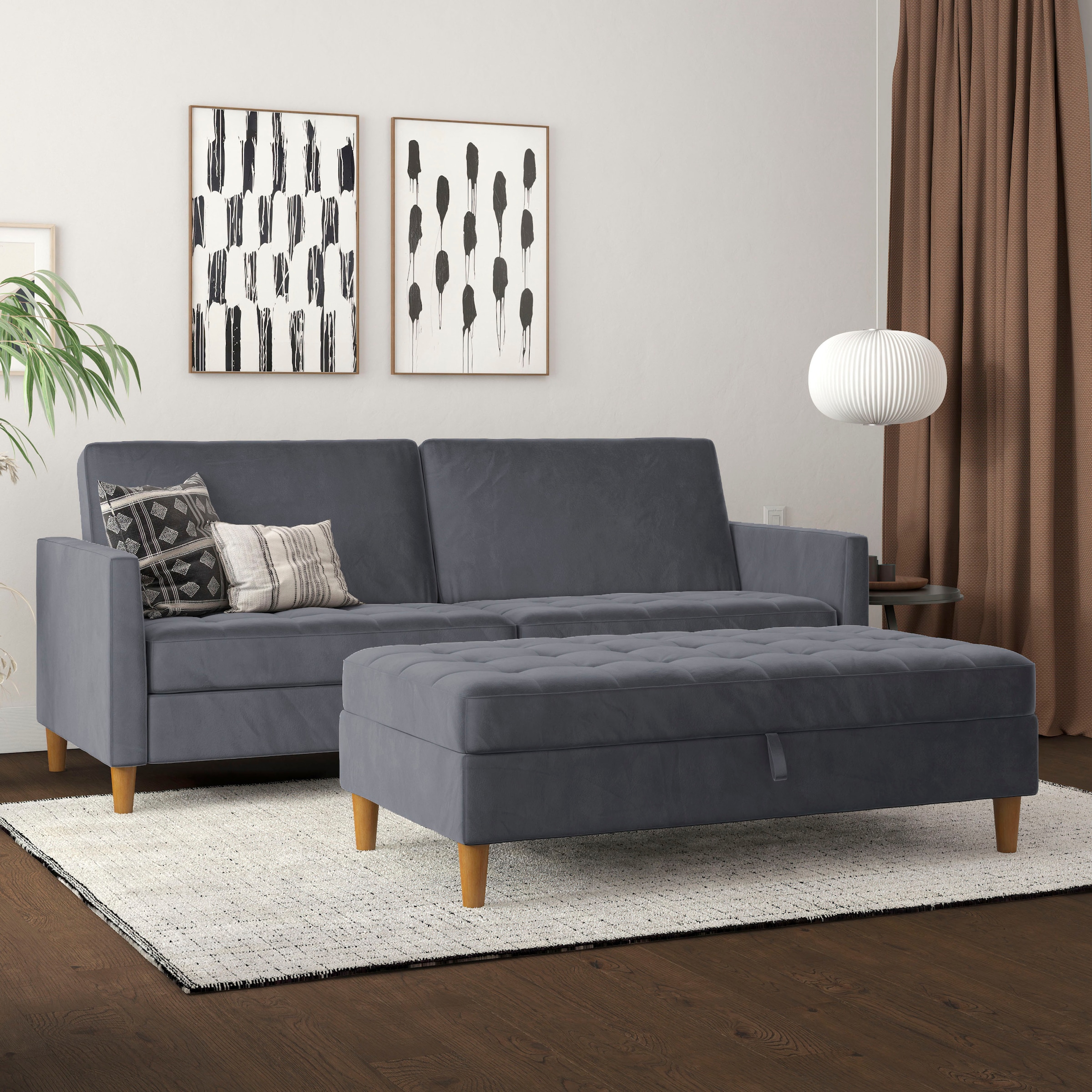 Dorel Home 3-Sitzer "Presley", Sofa mit Bett-Funktion und verstellbarer Rückenlehne