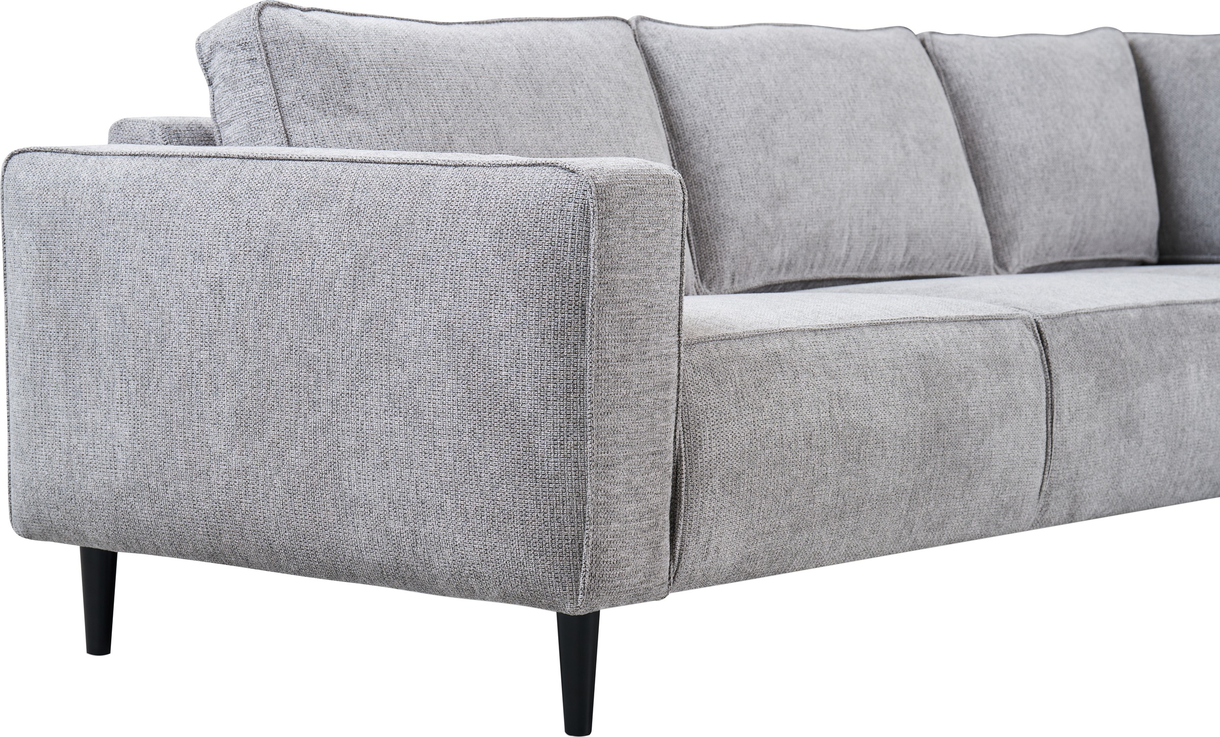 Places of Style Ecksofa »Fumone, Lederoptik oder Soft-Touch Chenille«, Breite 260, mit schwarzen Massivholzfüßen
