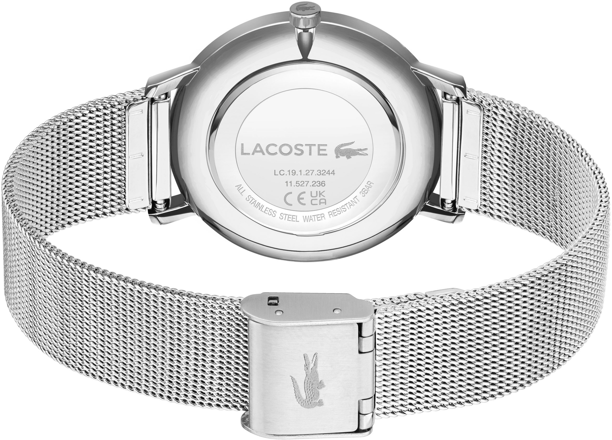 Lacoste Quarzuhr »CROCORIGIN«, Armbanduhr, Damenuhr, Mineralglas, analog, Edelstahlarmband