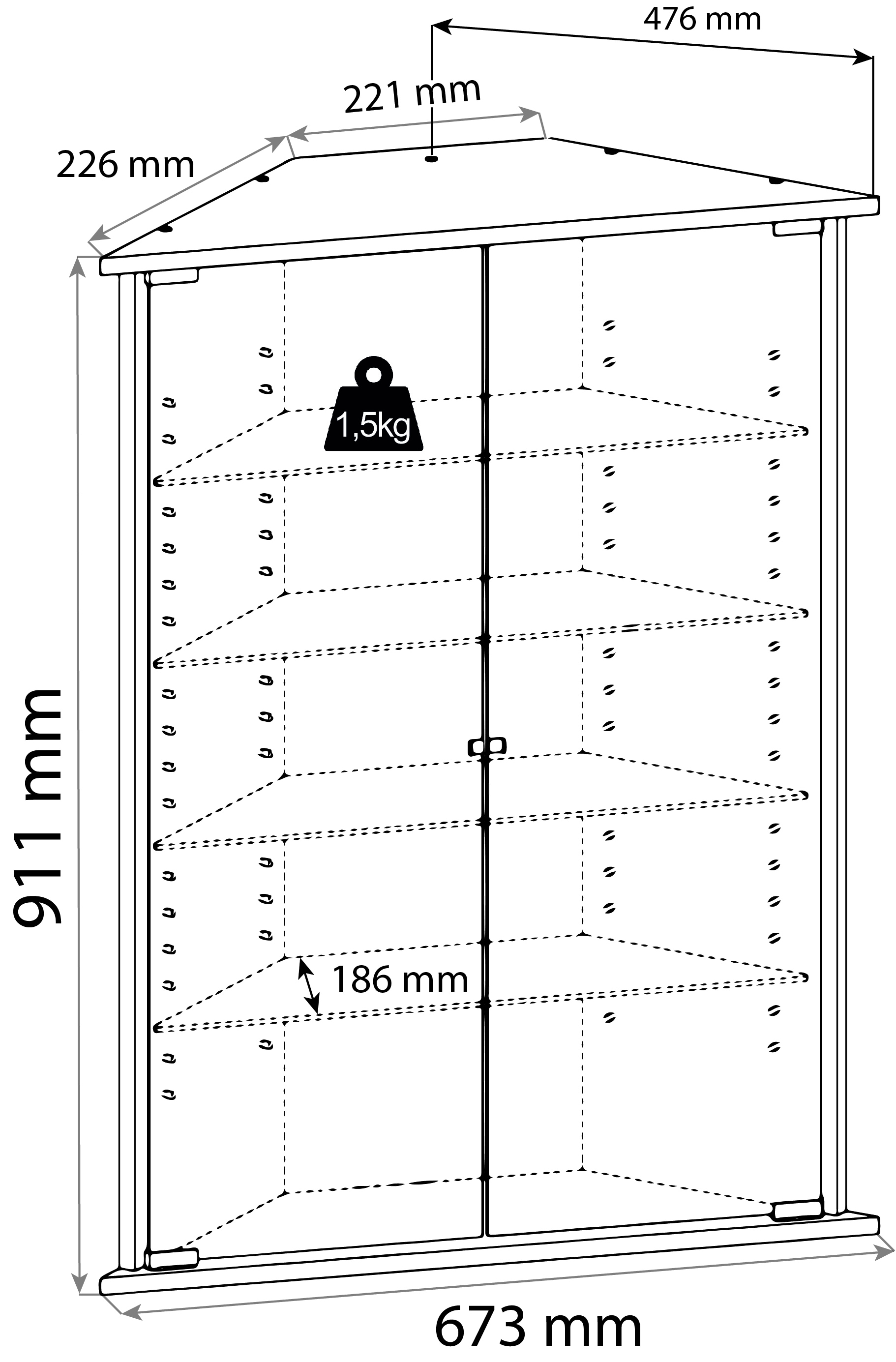 VCM Standvitrine »Holz Glas Eckvitrine Vitrine Sammelvitrine Jecka L«