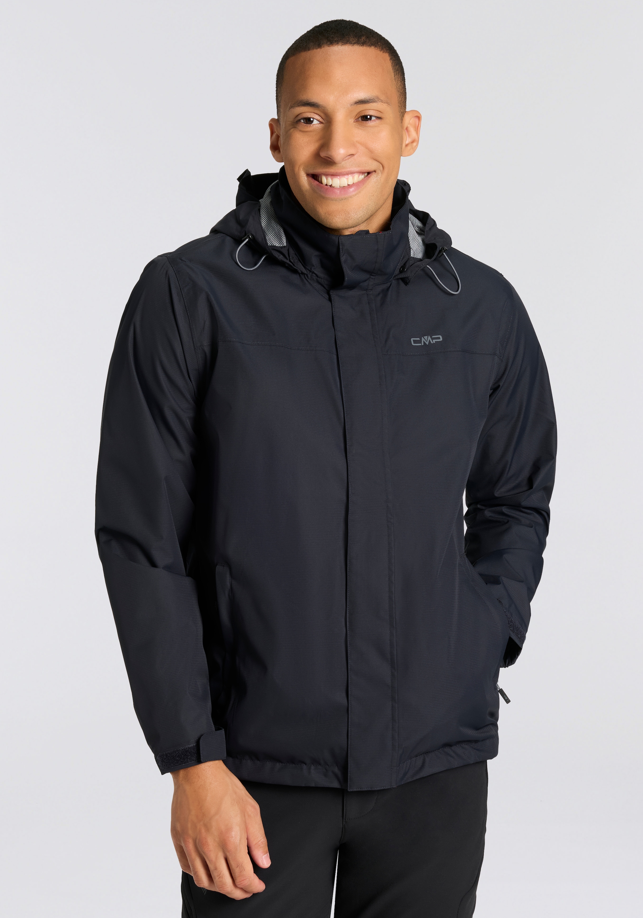 CMP Regenjacke "MAN JACKET SNAPS HOOD" mit Kapuze atmungsaktiv, wasserdicht, winddicht, mit abnehmbarer Kapuze
