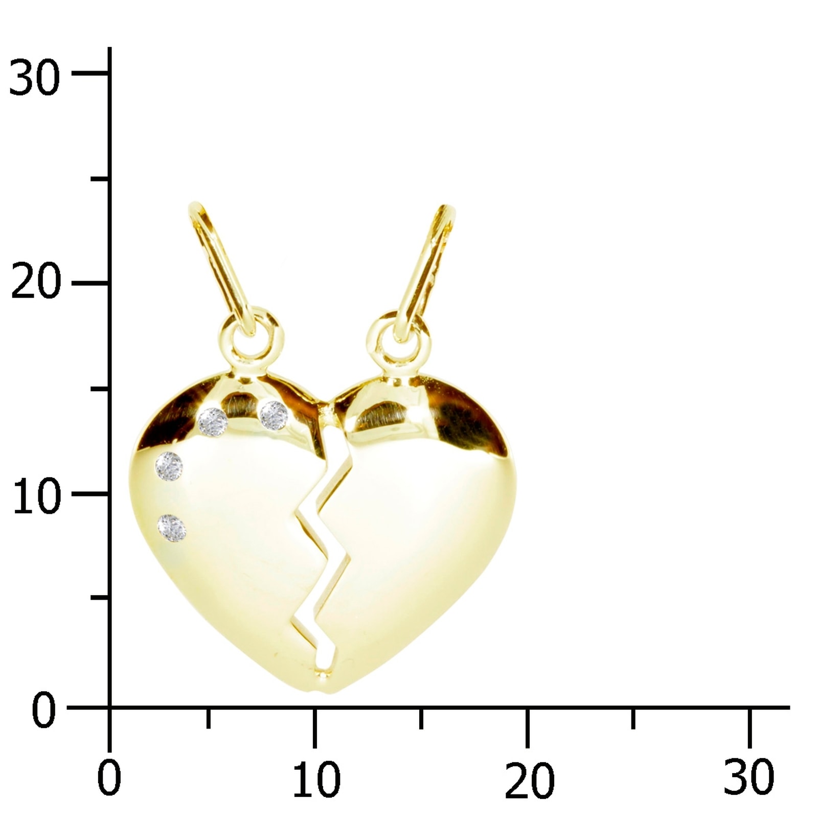 OSTSEE-SCHMUCK Kettenanhänger »- geteiltes Herz - Silber 925/000, vergoldet - Zirkonia«