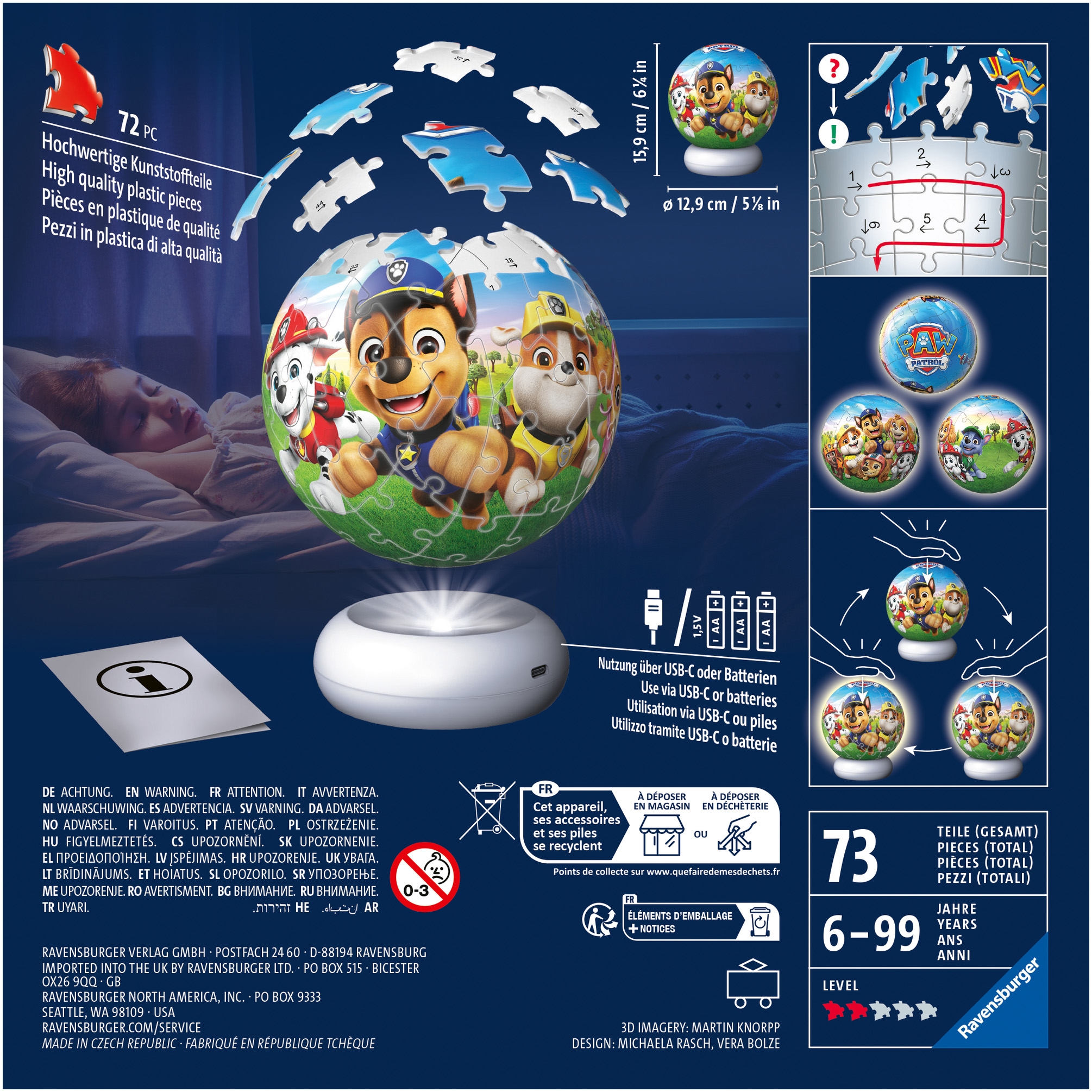 Ravensburger Puzzleball »Nachtlicht Paw Patrol« beleuchtet