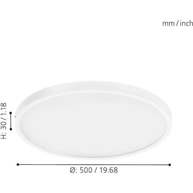 EGLO Aufbauleuchte »FUEVA 1«, 1 flammig-flammig, schlankes Design, nur 3 cm  hoch, Durchm. 50 cm | BAUR