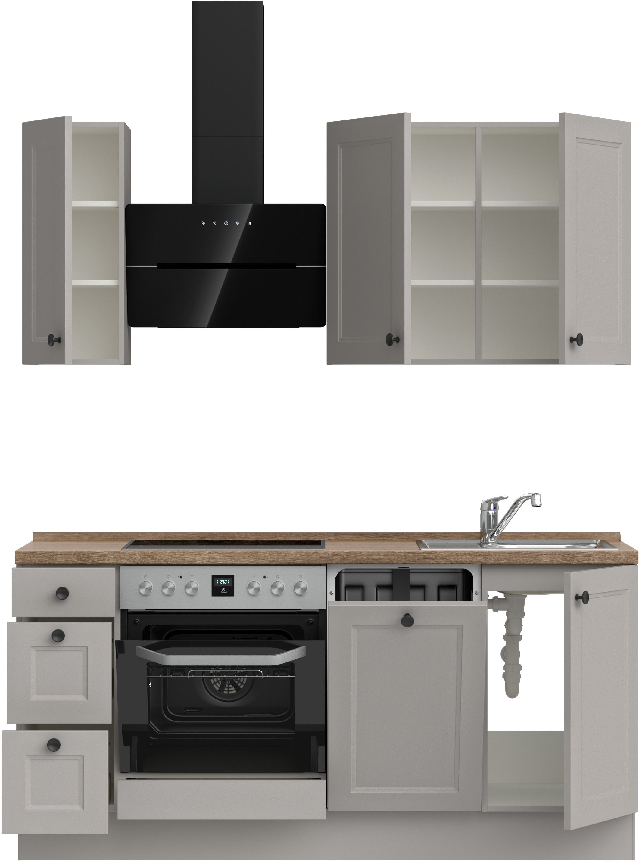 nobilia® Küchenzeile »"Cascada II"«, vormontiert, Ausrichtung wählbar, Breite 180 cm, wahlw. mit E-Geräten