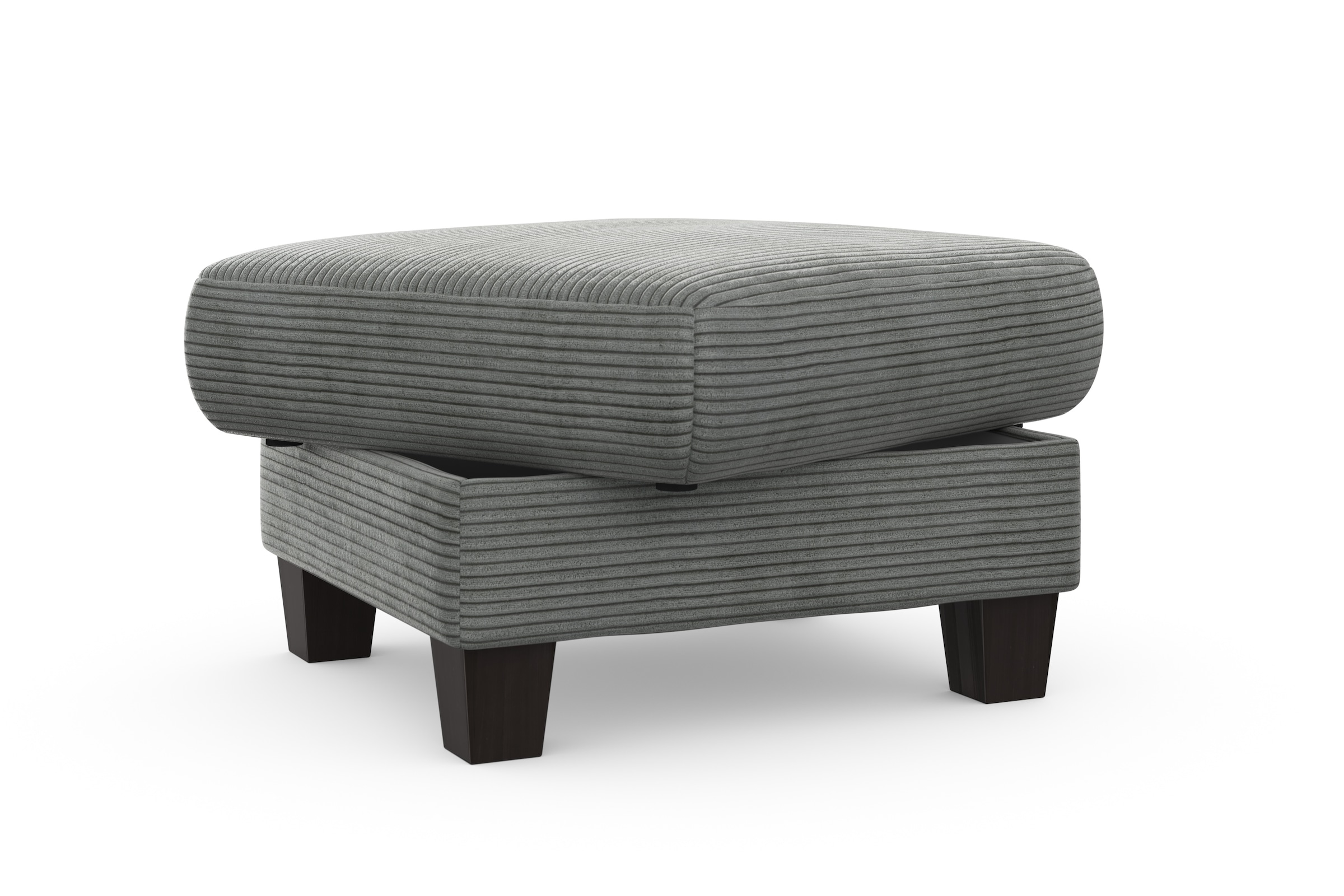 Home affaire Polsterhocker »Summer« inkl. Stauraum, Cord-Bezug, wengefarbene Holzfüße