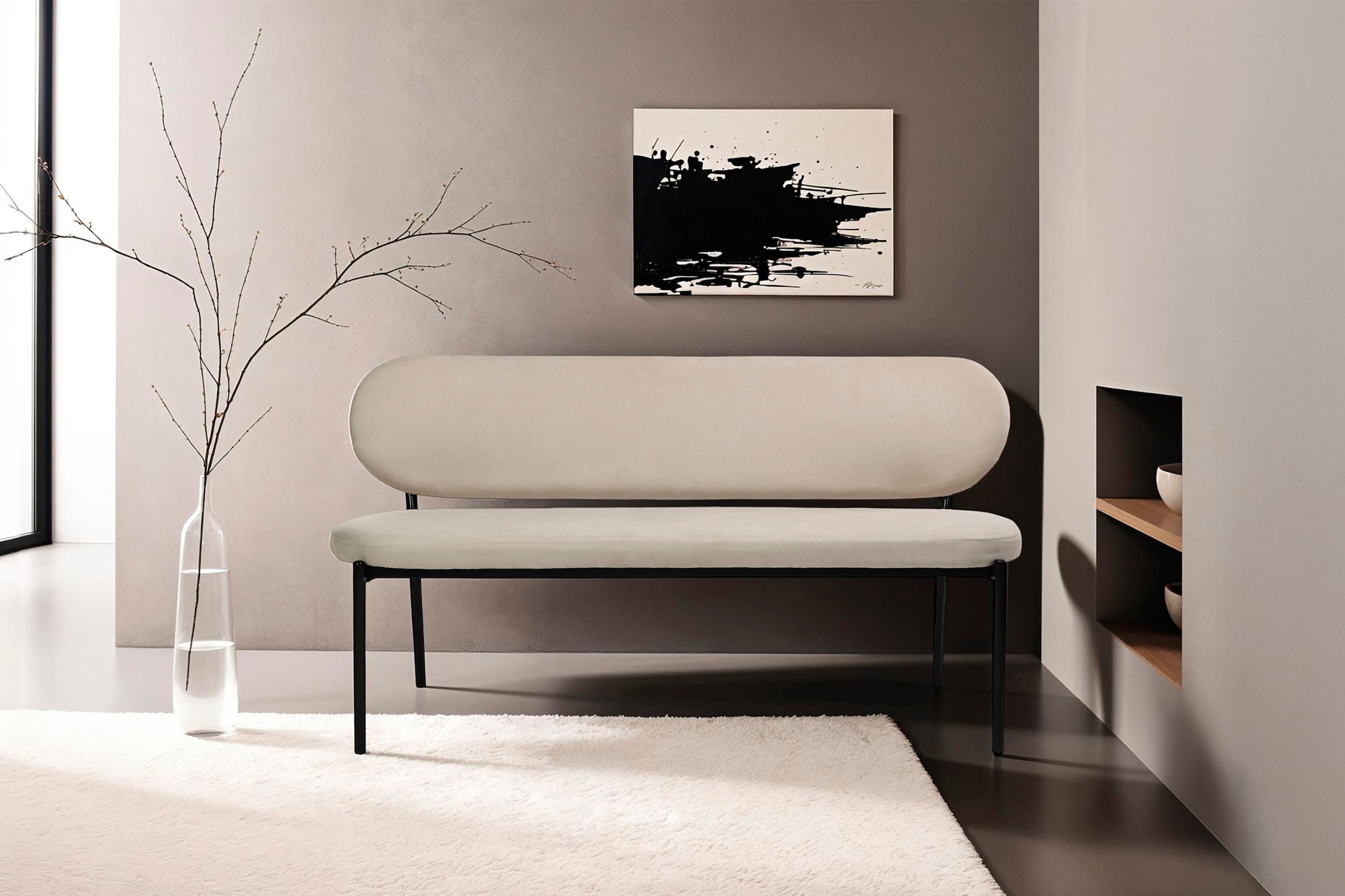 byLIVING Sitzbank »Jersey«, mit Webstoff-Bezug, mit Rückenlehne, Breite 160 cm