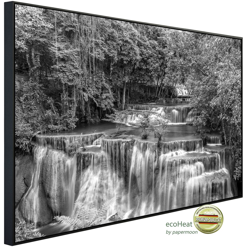 Papermoon Infrarotheizung »Wasserfall im Wald Schwarz & Weiß«