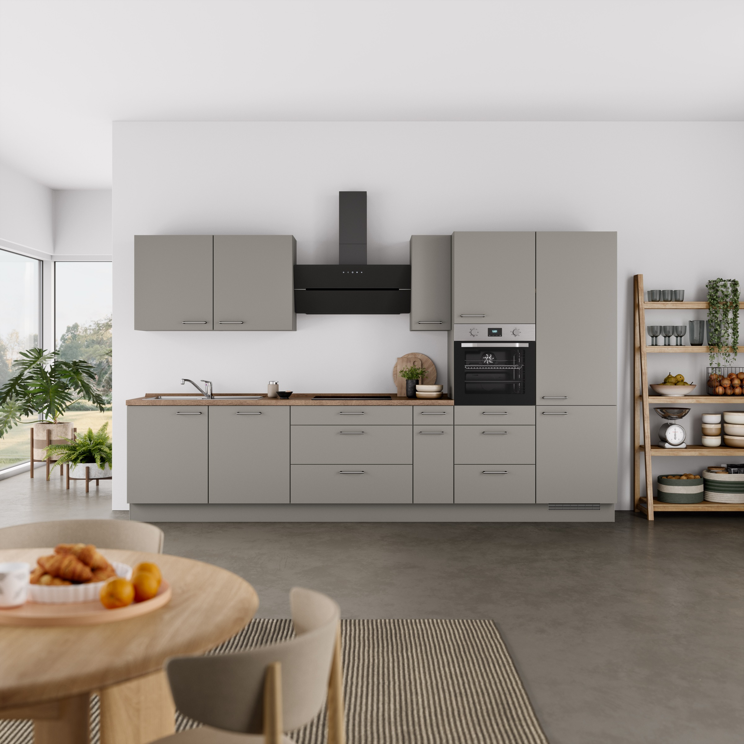 nobilia® Küchenzeile »"Laser II"«, vormontiert, Ausrichtung wählbar, Breite 360 cm, wahlw. mit E-Geräten