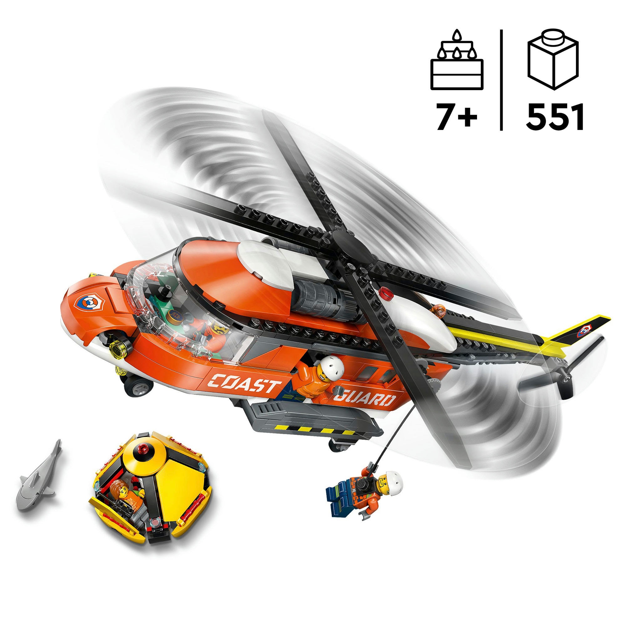 LEGO® Konstruktionsspielsteine »Hubschrauber der Küstenwache (60503), LEGO City« Made in Europe
