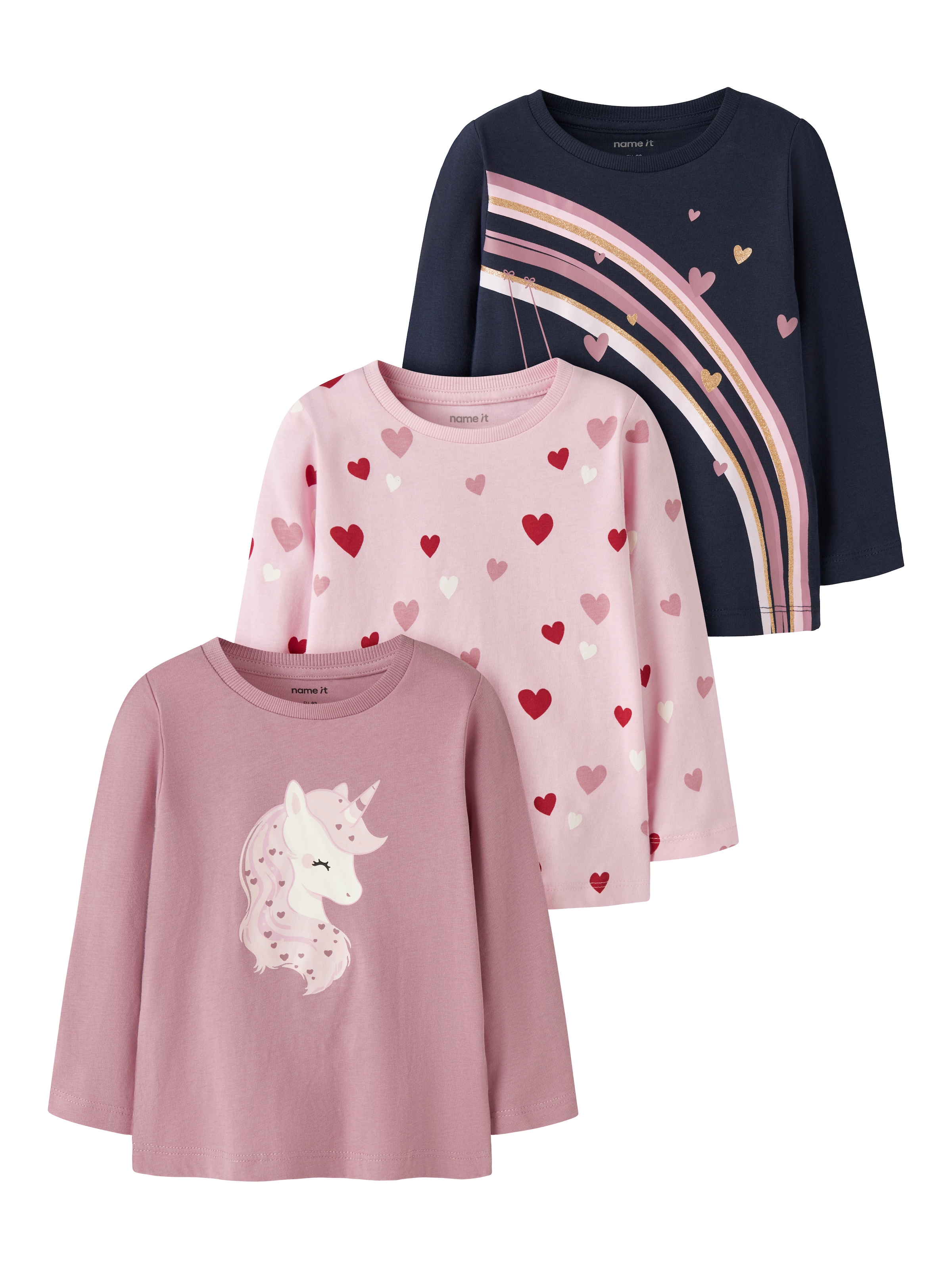 Name It Langarmshirt "NMFNIA 3P LS TOP" Packung, 3 Baumwolle, regular fit