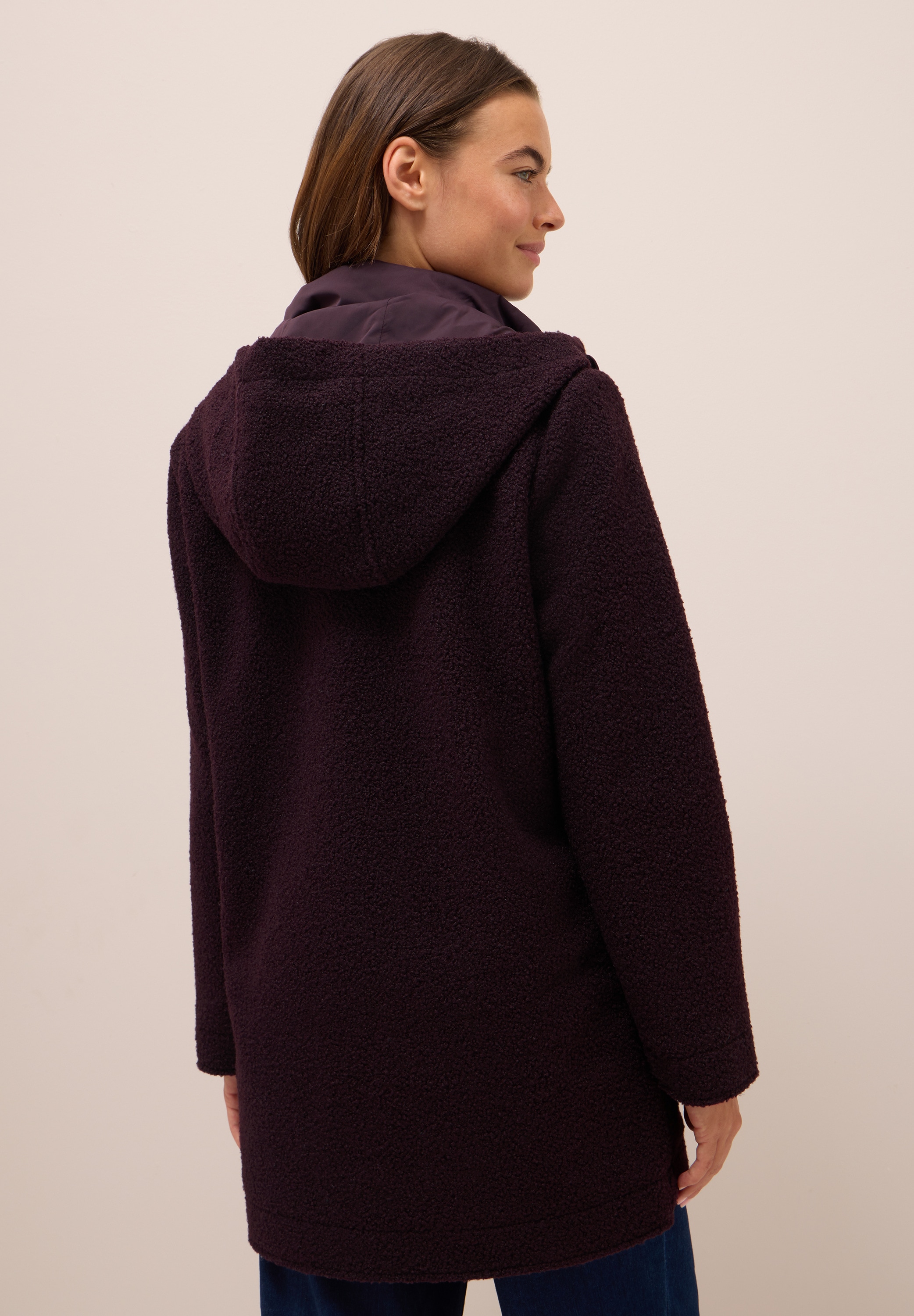 Cecil Fellimitatmantel mit Kapuze mit Tunnelzugband