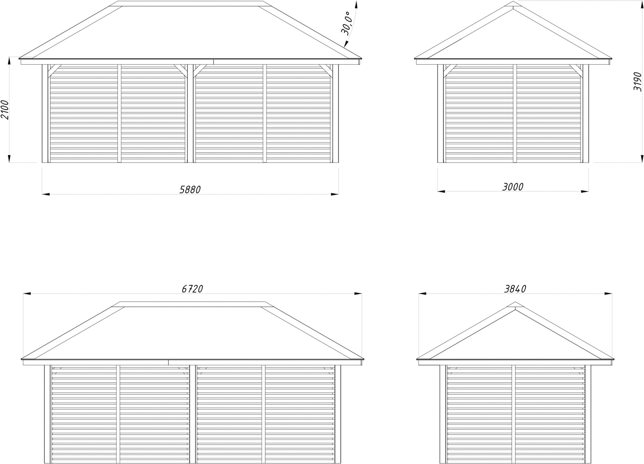 Palmako Holzpavillon »Bianca 16,6 m² Set 109« BxTxH: 672x384x319 cm