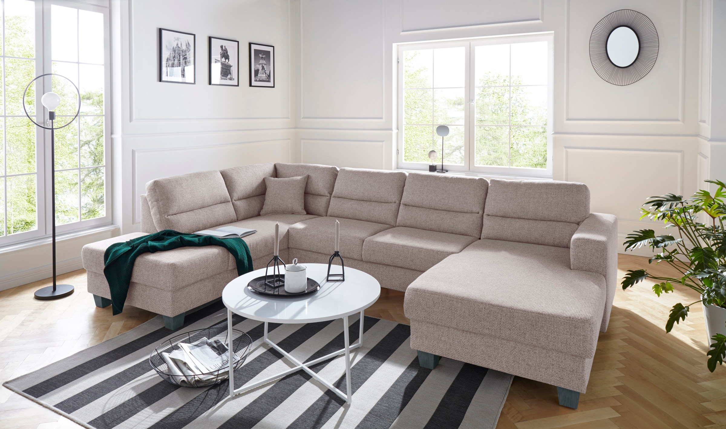 TRENDMANUFAKTUR Wohnlandschaft »Chamber, zeitlos und modern, bequem, hoher Sitzkomfort, U-Form«, wahlweise mit Schlaffunktion
