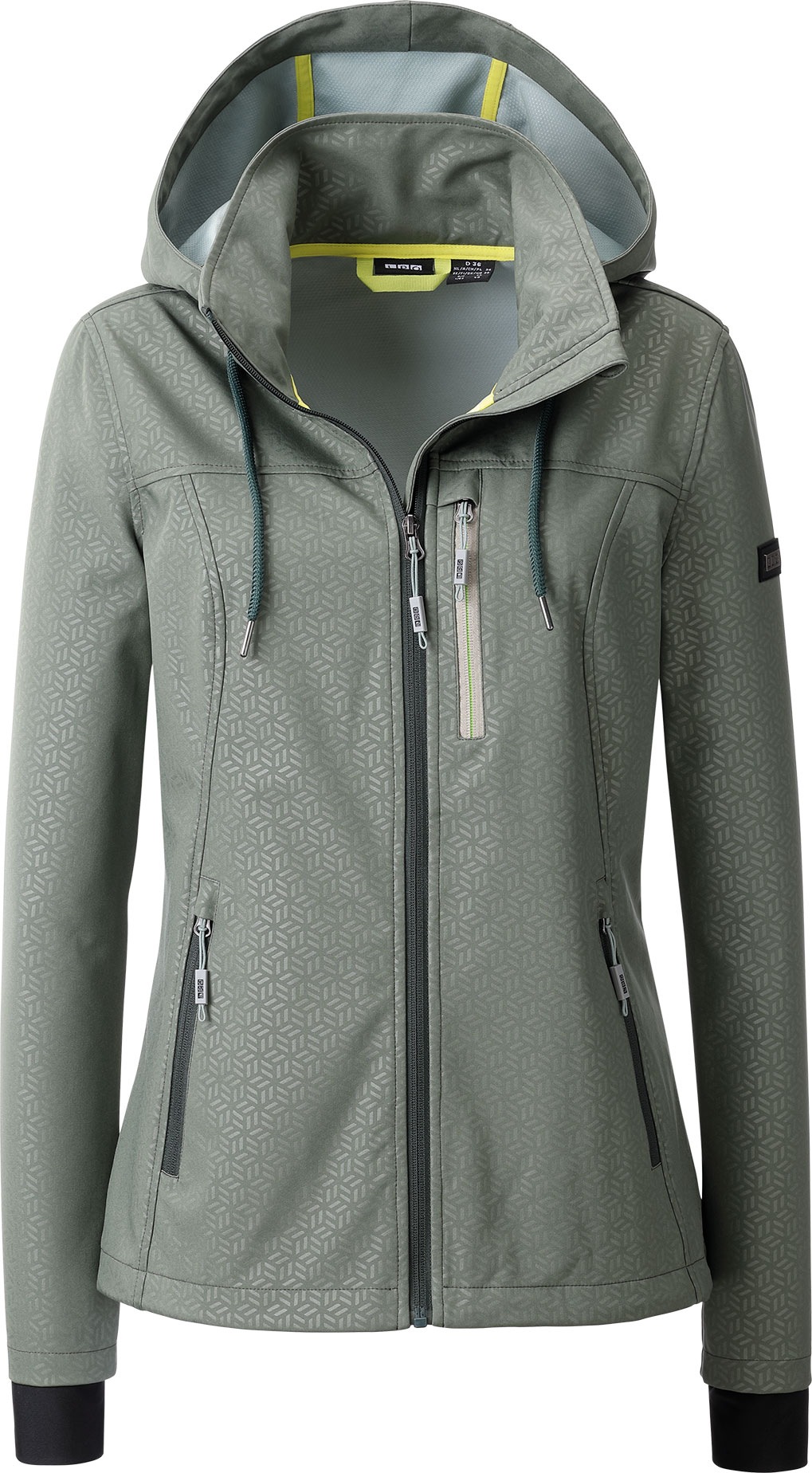 Thumbnail - LPO Softshelljacke "SHELBY PEAK II" leichte Softshelljacke mit All-Over-Print und abnehmbarer Kapuze