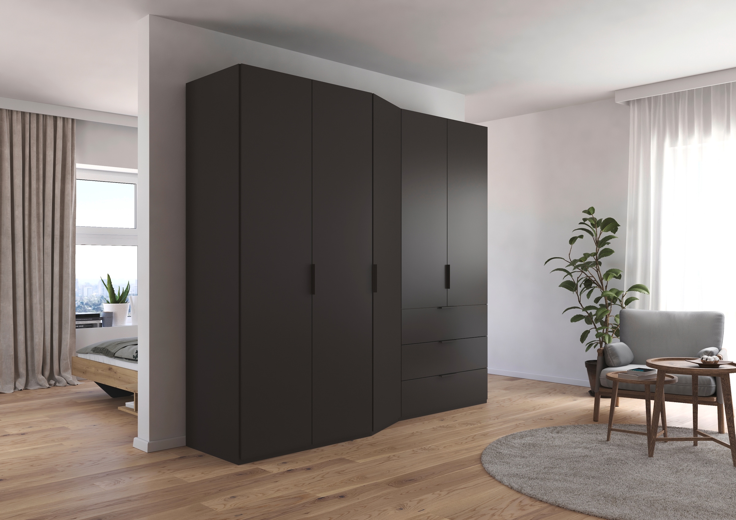 rauch Drehtürenschrank »Kleiderschrank Schrank Garderobe Wäscheschrank WAVE« in 2 unterschiedlichen Tiefen, mit Soft-Close Funktion MADE IN GERMANY