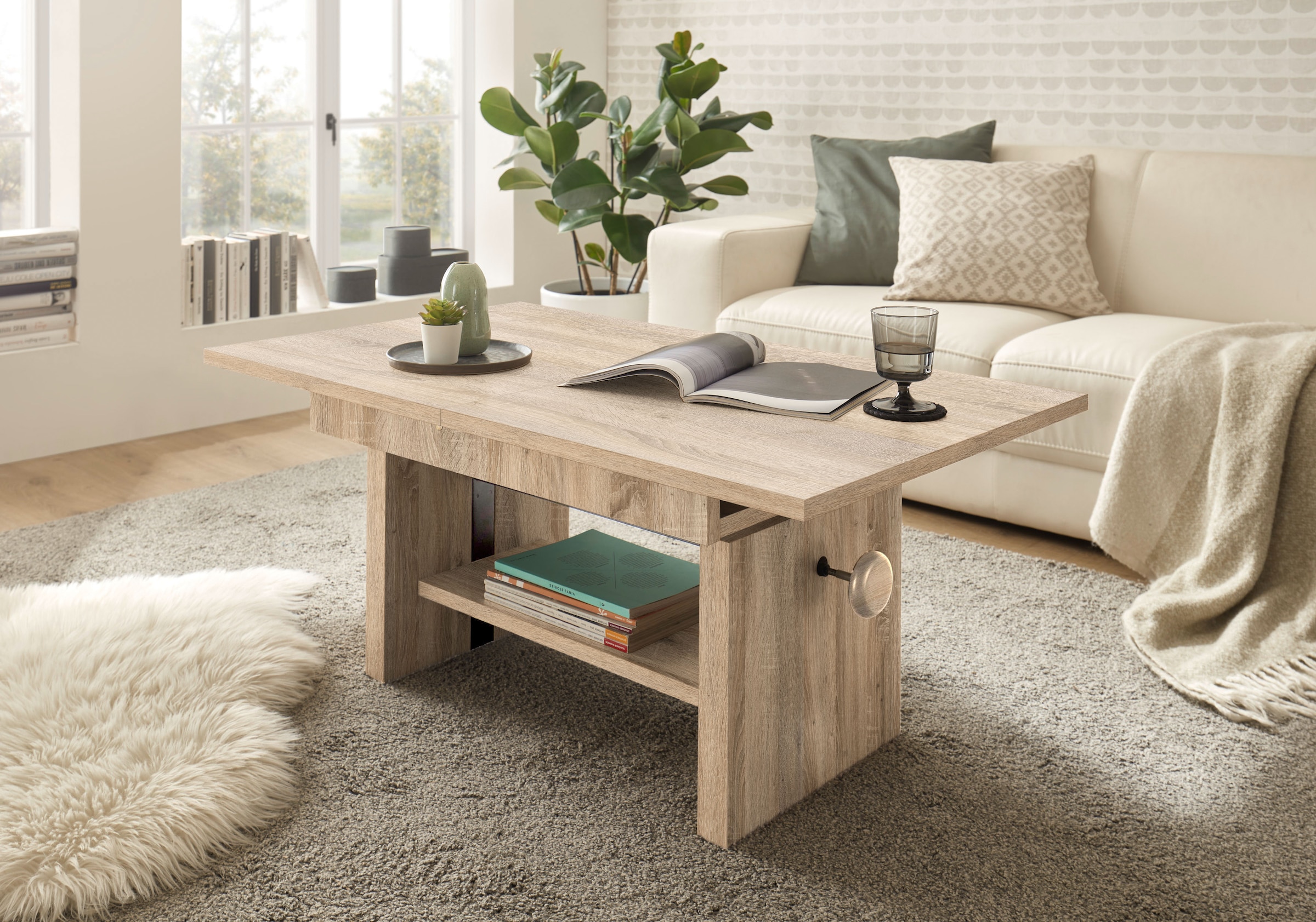 Stolkom Couchtisch »Event höhenverstellbar, ausziehbar, BxHxT 110-150x48-63x65 cm«, Höhenverstellbar mit Liftmechanik und ausziehbar in 3 Farbausführungen