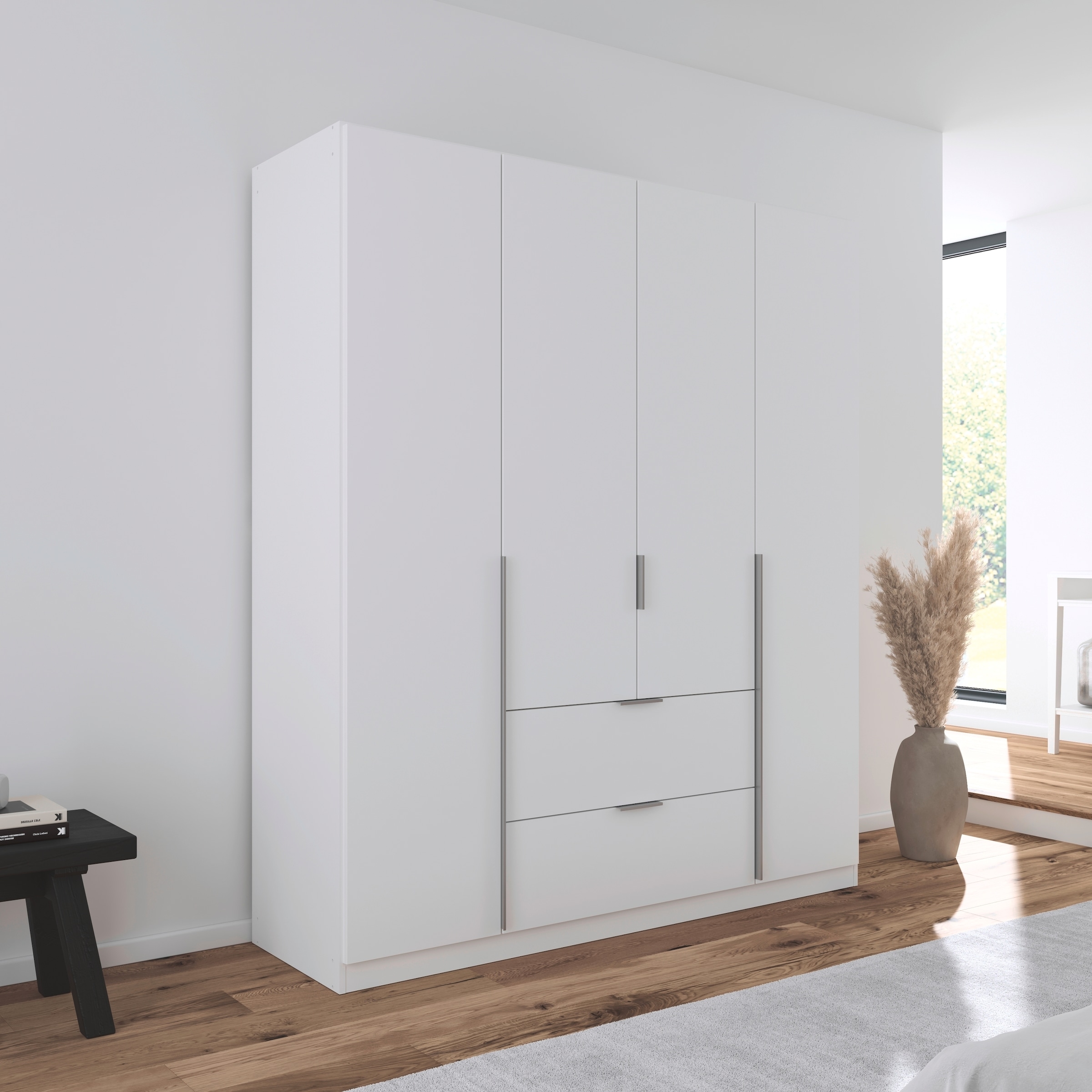 rauch Drehtürenschrank »Kleiderschrank Schrank Garderobe AGORDO mit Dekor- oder Hochglanzfront«, (in zwei Griff-Farben mit Dekor- oder Hochglanzfront), mit Außenschubkästen, in 6 Breiten und 2 Höhen MADE IN GERMANY