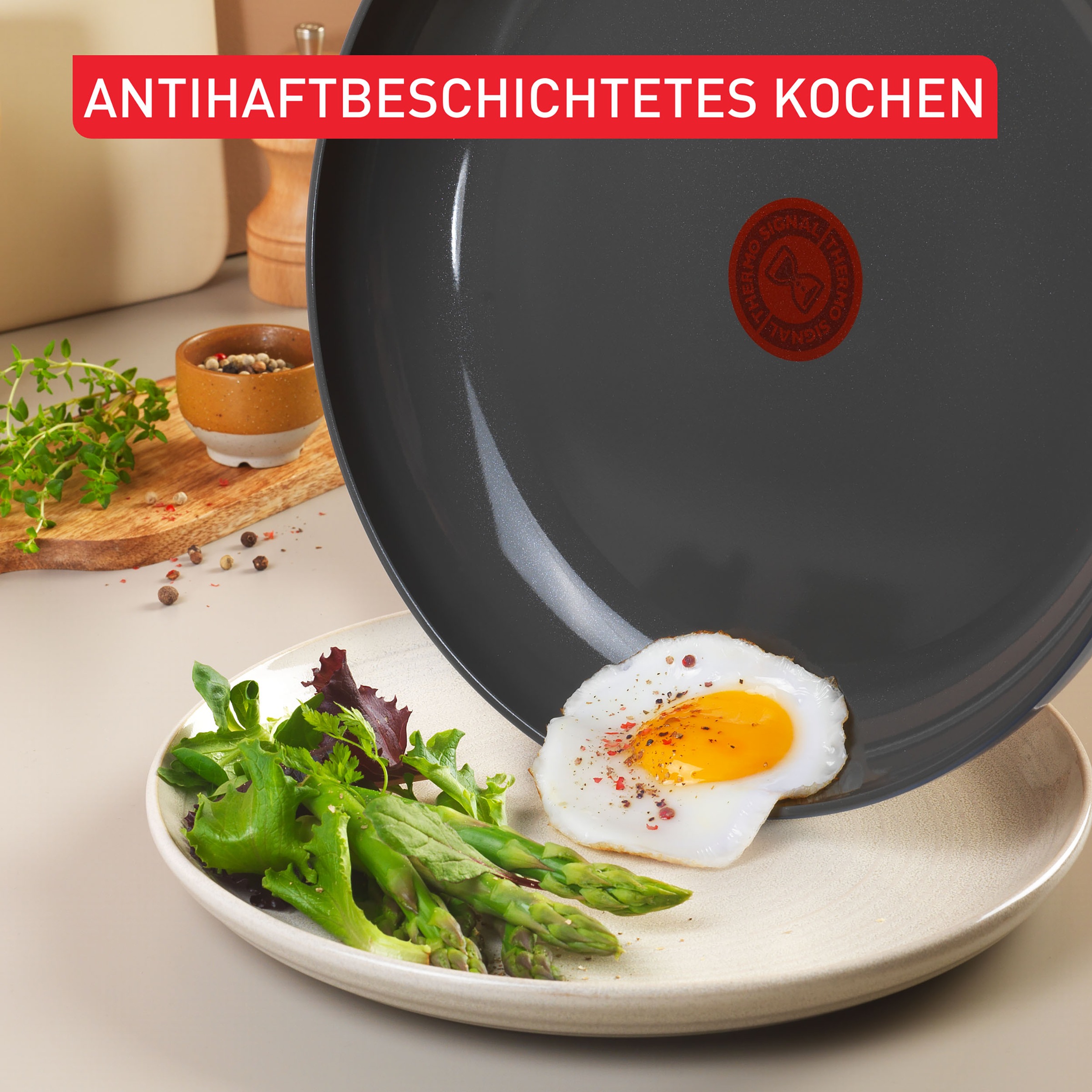 Tefal Pfannen-Set »Cera Color« Aluminium Set, 7 tlg. tlg. Go Ceram Keramik-Antihaftbeschichtung, Thermo-Signal, Induktion