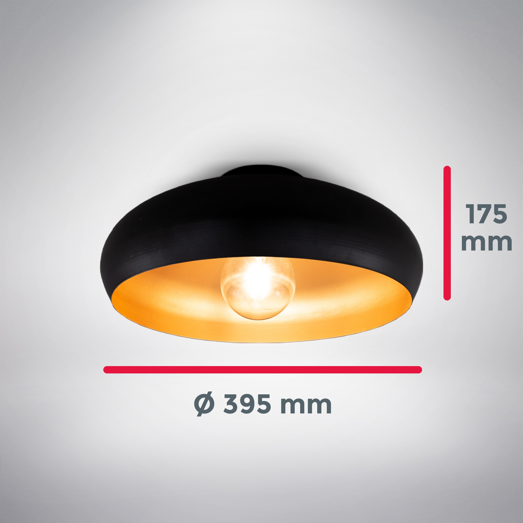 B.K.Licht Deckenleuchte »BK_DL1269 LED Deckenlampe, Ø39,5cm, Retro, Vintage, Schwarz-Gold«, 1 flammig-flammig, 1-Flammig, E27-Fassung, ohne Leuchtmittel (max. 60W)
