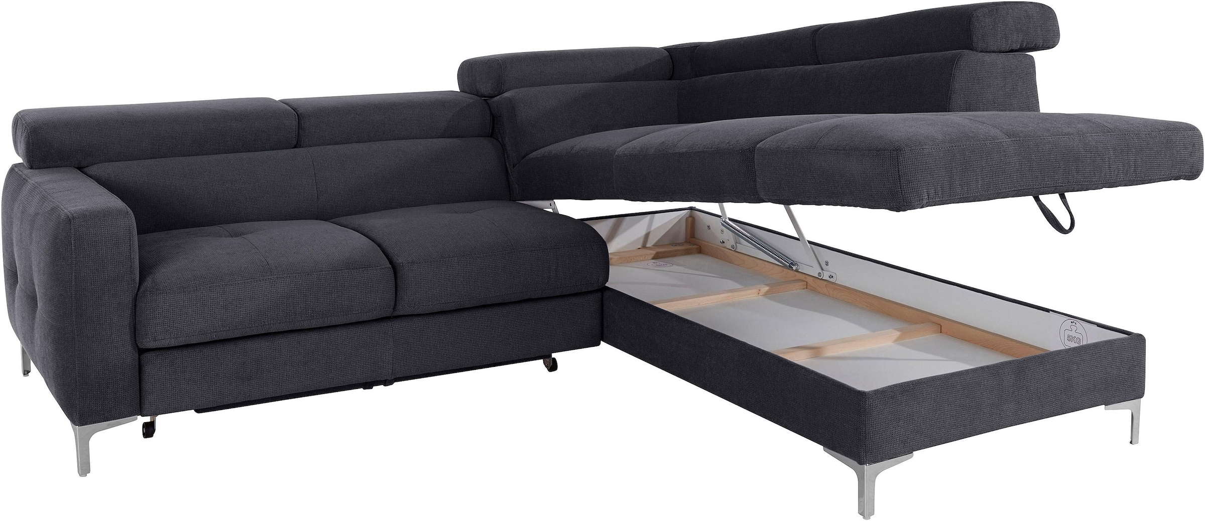 COTTA Ecksofa »Sammy L-Form«, mit Kopfteilverstellung, wahlweise mit Bettfunktion & Bettkasten