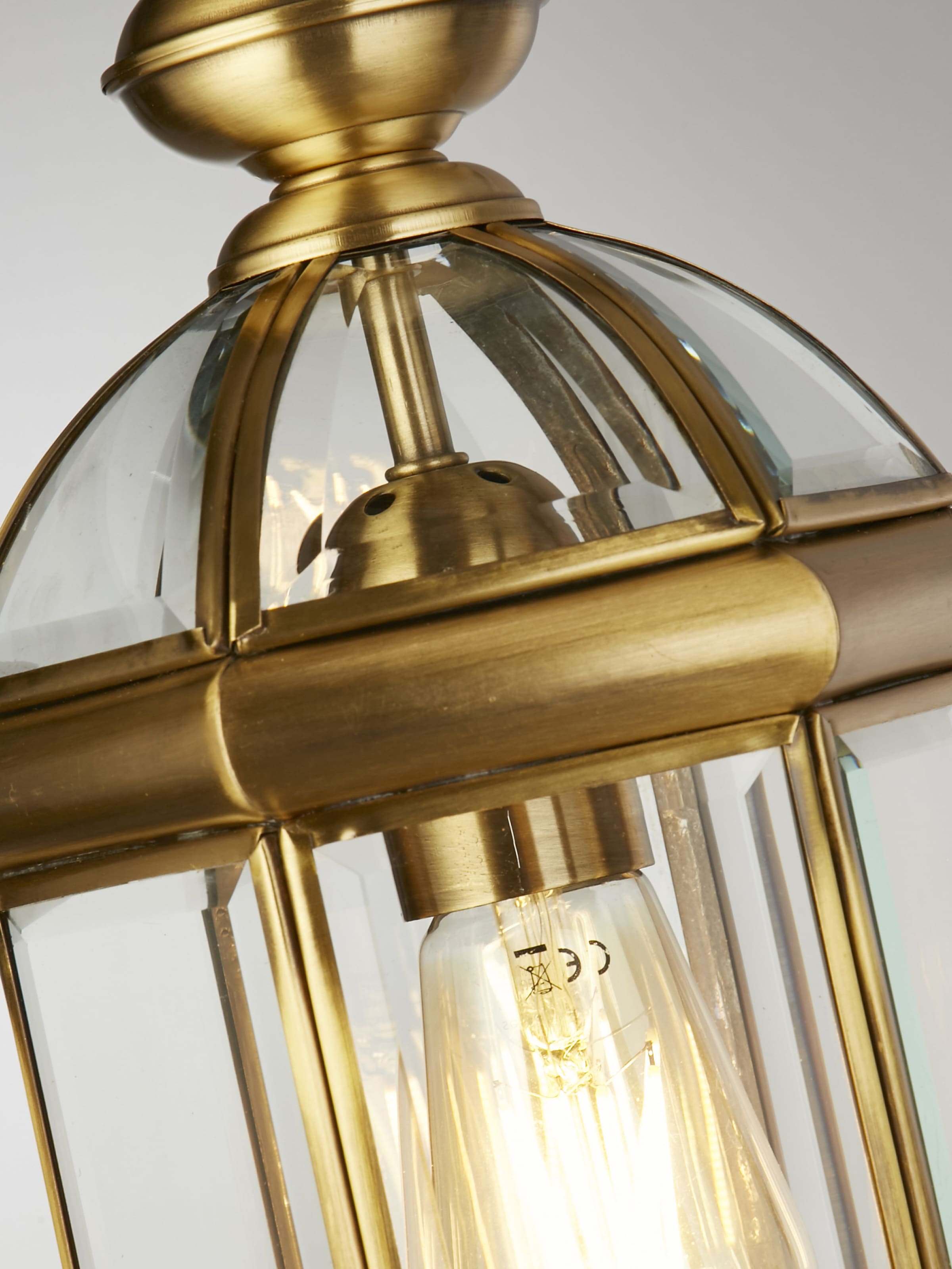 Searchlight Außen-Stehlampe »Lantern - Antikes Messing & Klarglas« E27 1 Stk.