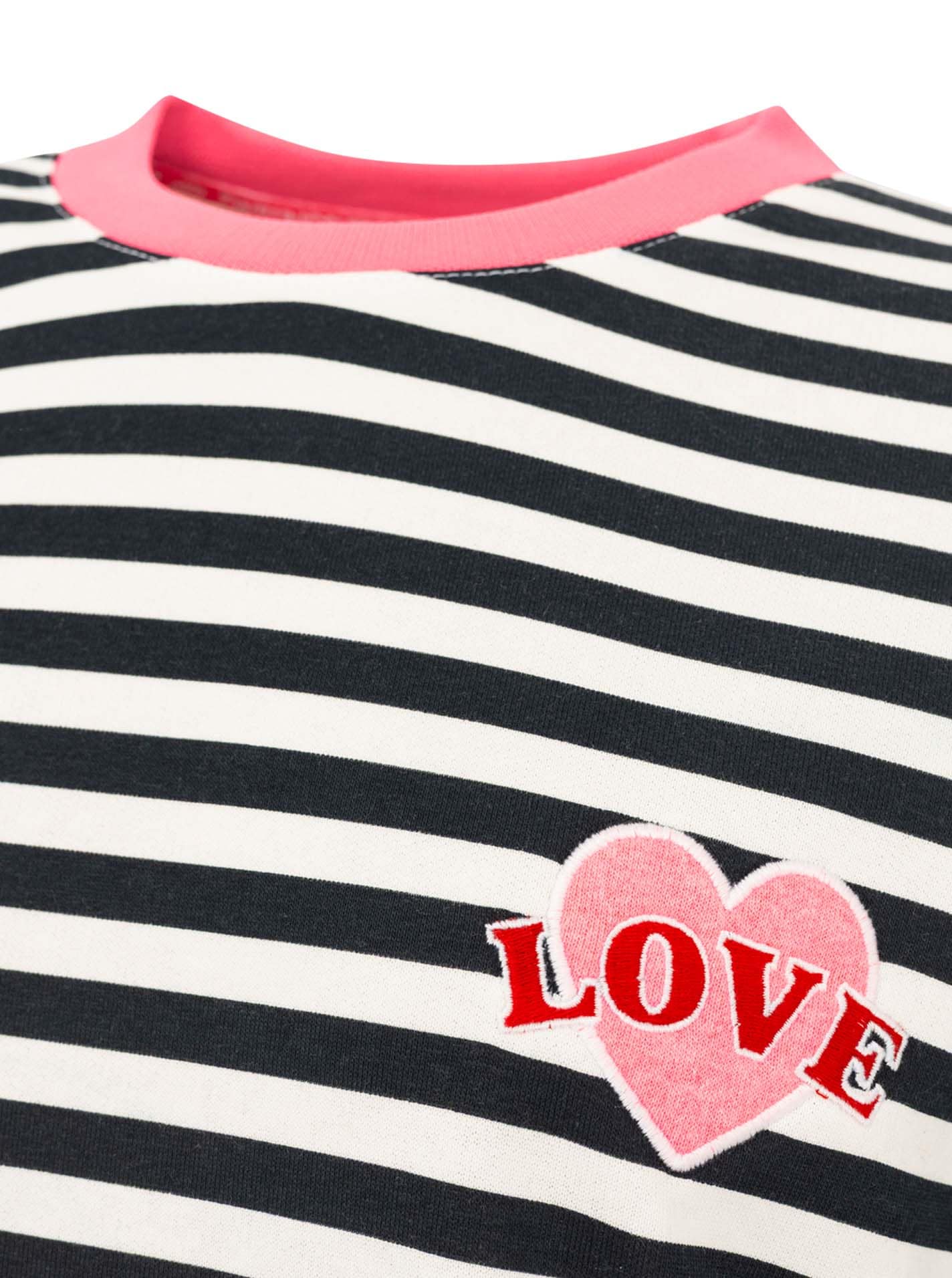 Zwillingsherz Sweatshirt »"LOVE"«, gestreift, Rundhals, pinke Bündchen, LOVE Schriftzug
