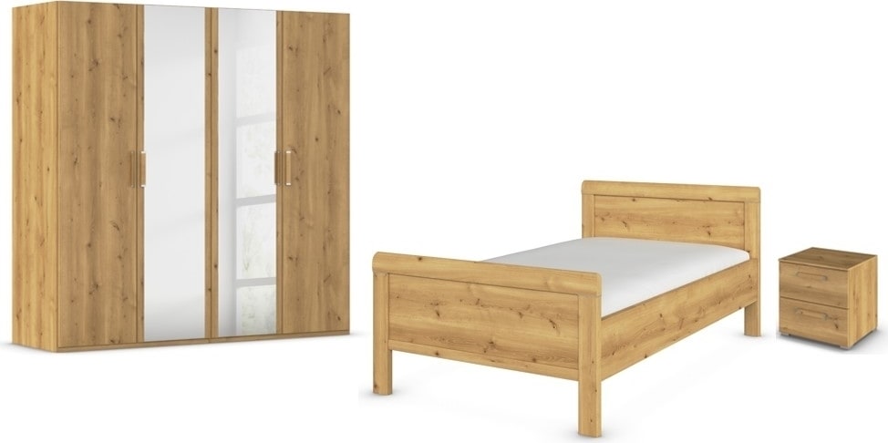 rauch Schlafzimmer-Set "Evelyn", (Set, 3 tlg.), Schrank und Bett in 2 Breiten, Nachttisch 2 Schubladen MADE IN GERMANY