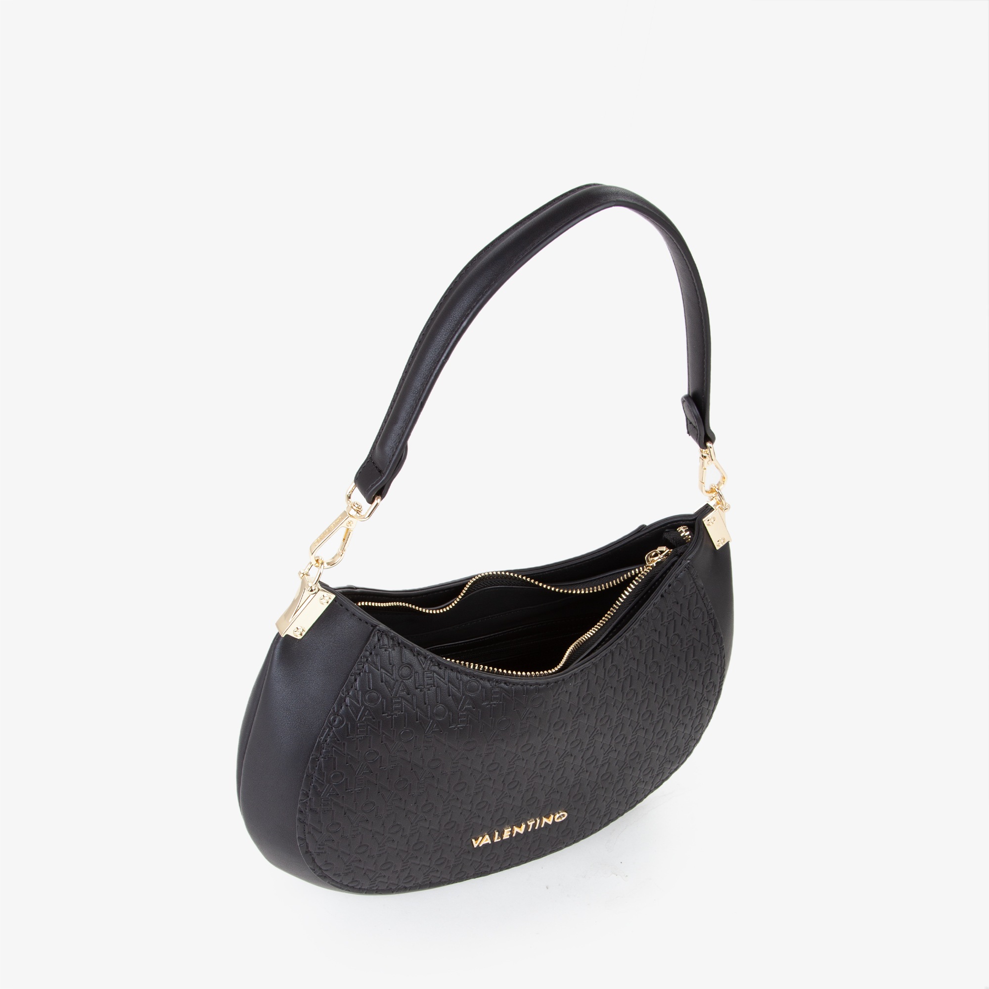 Hobo VALENTINO BAGS "HOBO BAG FALAK RE", Damen, Gr. B/H/T: 34cm x 24cm x 7cm, schwarz, Lederimitat, Taschen Hobo, Damen Tragetasche, Umhägetasche, Schultertasche mit Logo 3
