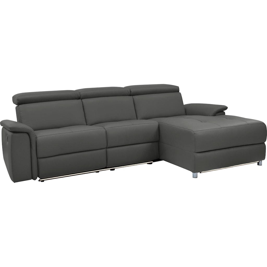 Places of Style Ecksofa »Pareli, L-Form, 259cm,m. Recamiere, Echtleder, Kunstleder, Webstoff«