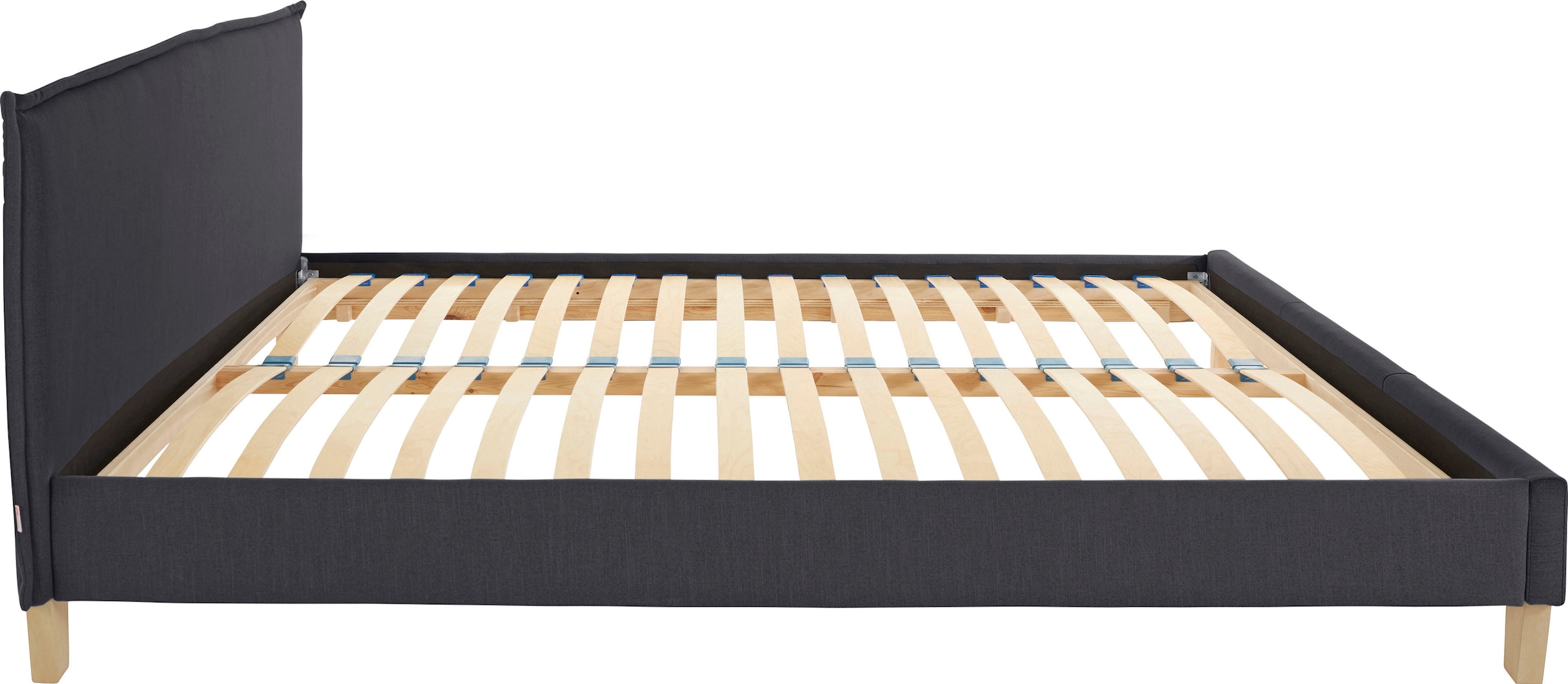 OTTO products Polsterbett »Heddi«, in 5 Breiten: von 90cm-200cm, Biese am Kopfteil, Strukturstoff