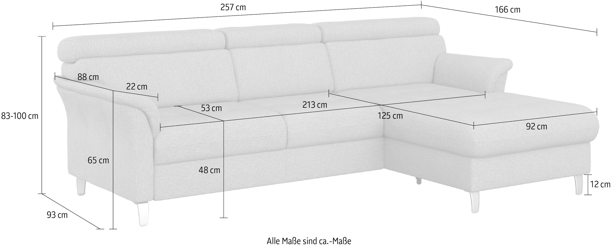 sit&more Ecksofa »Marano L-Form« inklusive Kopfteilverstellung, wahlweise mit Bettfunktion, Bettkasten