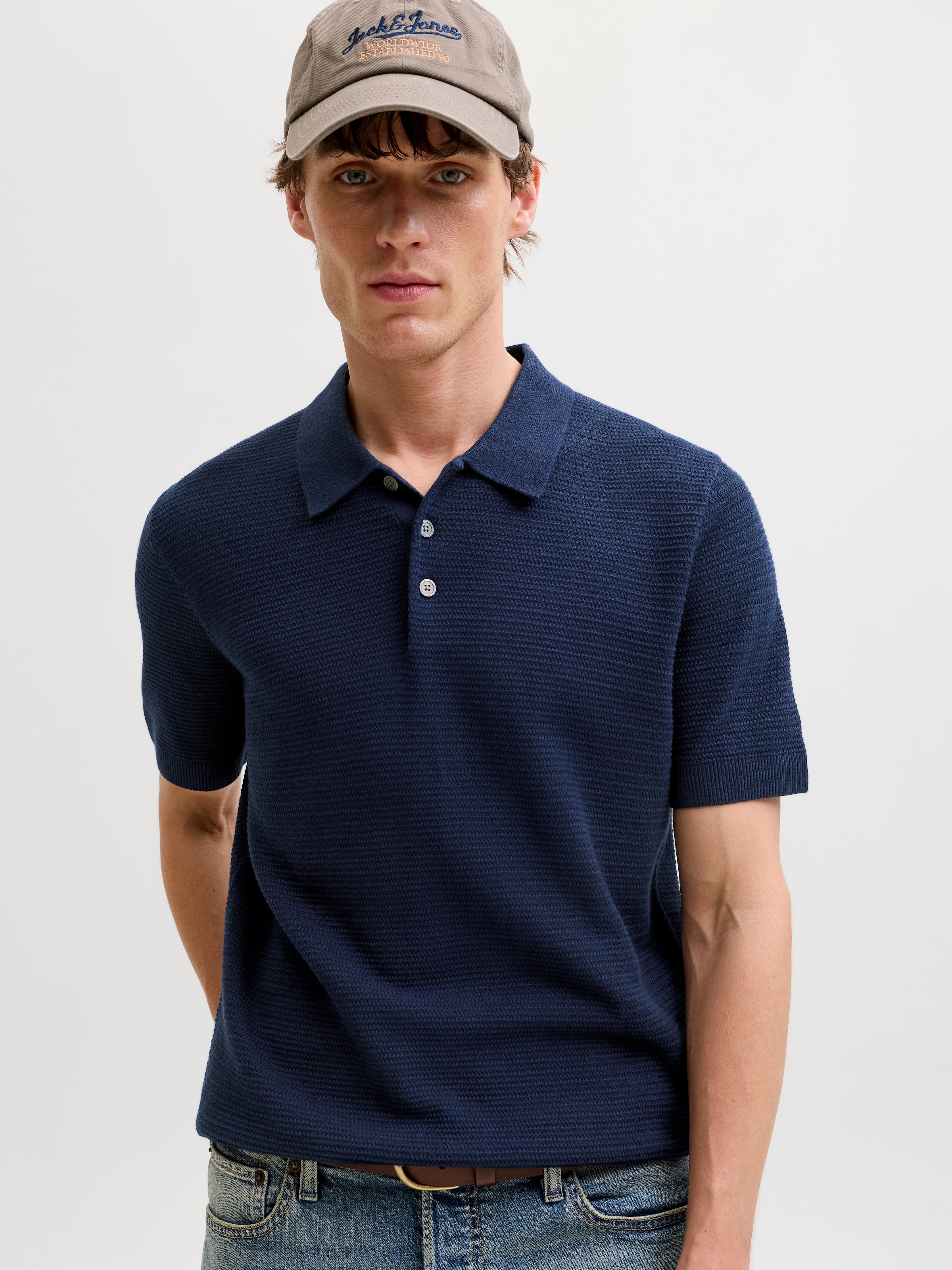 Jack & Jones Polokragenpullover »JPRBLURILEY KNIT POLO SS SN« Baumwolle, regular fit