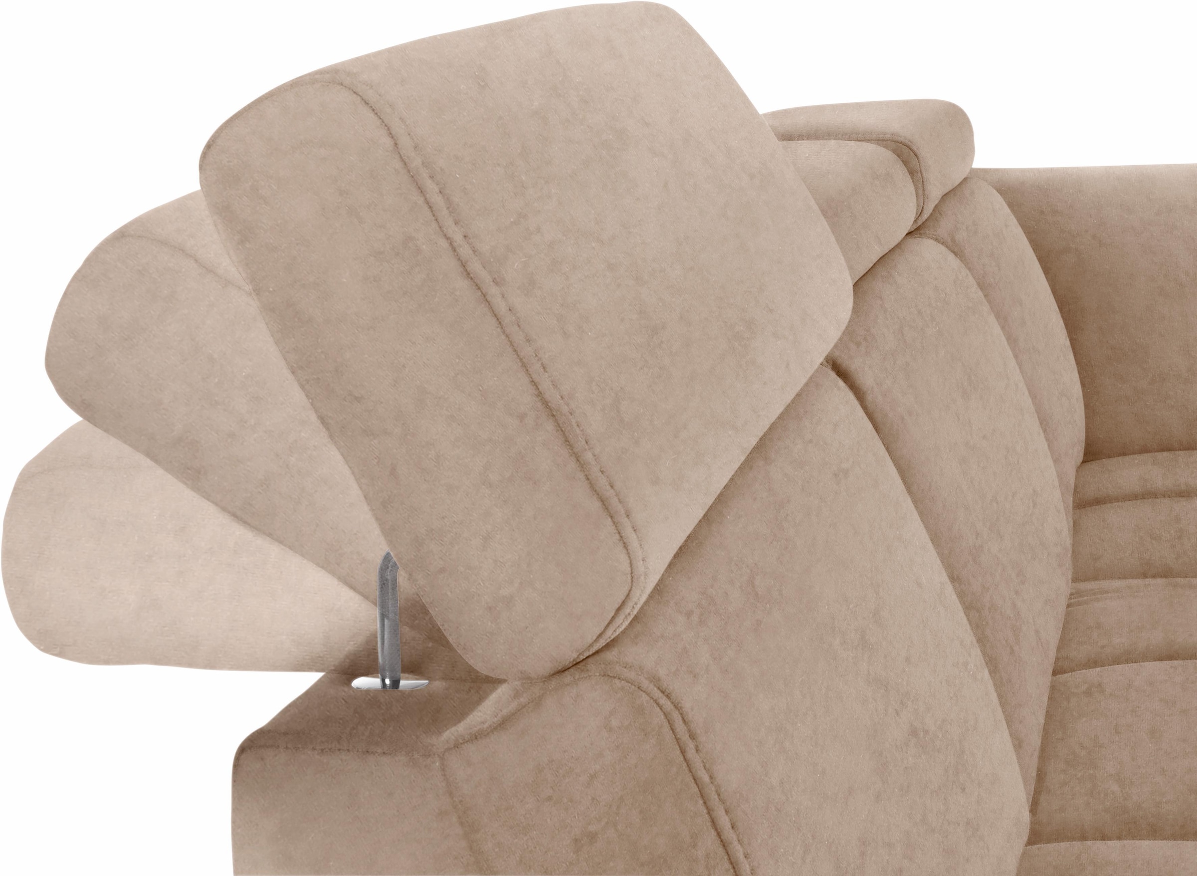 DOMO collection Ecksofa »Ava, moderne Sitzheftung mit toller Doppelnaht, komfortabel, L-Form«, mit Ottomane, inkl. Federkern, wahlweise mit Kopfteilverstellungen