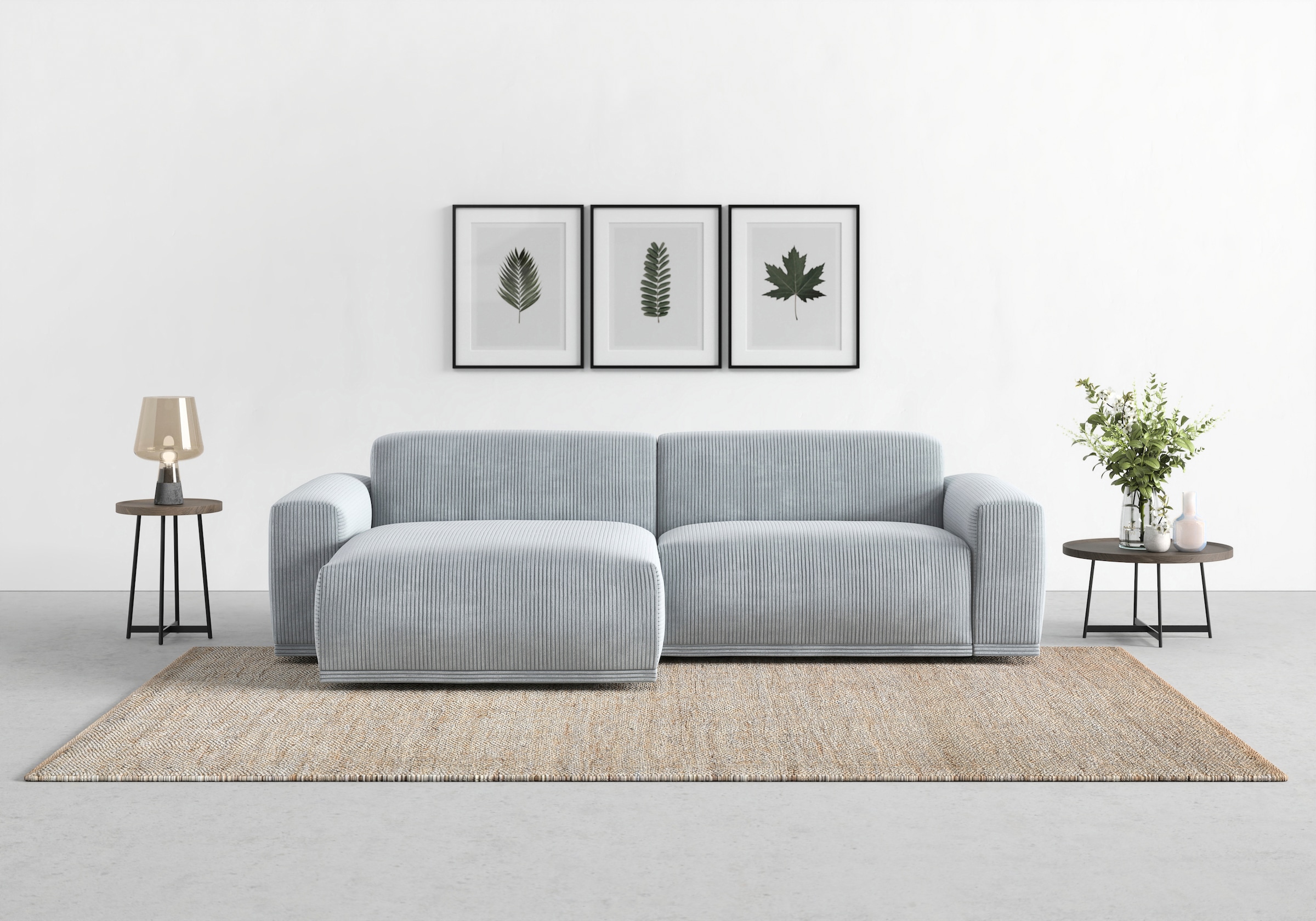 TRENDMANUFAKTUR Ecksofa "Braga, mit hochwertigem Kaltschaum, L-Form, Japandi-Design" modernes Sofa, Couch mit hohem Sitzkomfort, 255/72/160 cm (B/H/T)