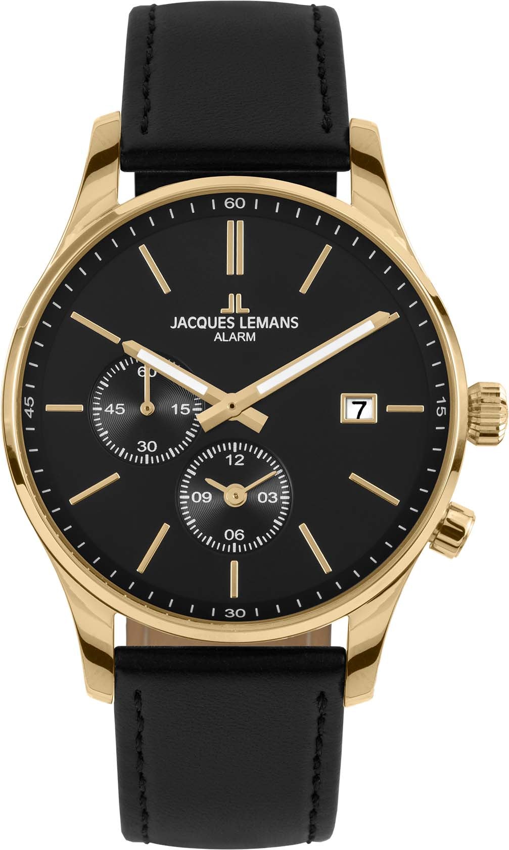 Jacques Lemans Quarzuhr »London, 1-2125C«, Armbanduhr, Herrenuhr, Datum, Leuchtzeigergehärtetes Crystexglas