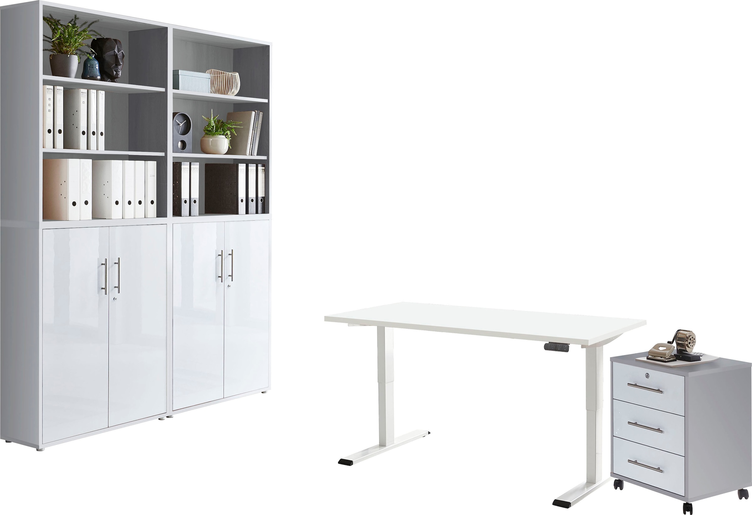 BMG Möbel Büromöbel-Set »Tabor«, (Set, 6 tlg.), mit elektrisch höhenverstellbarem Schreibtisch