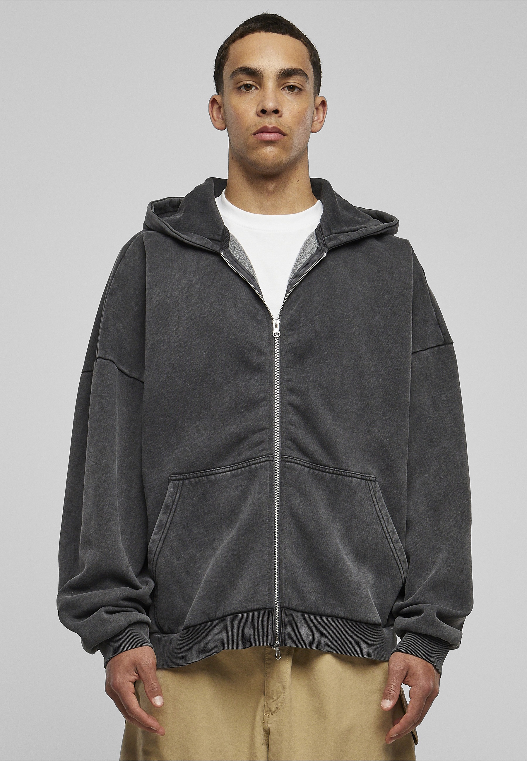 URBAN CLASSICS Neopren-Hoodie »Urban Classics Herren Heavy Stone Washed 90's Zip Hoodie« 1 Stk.