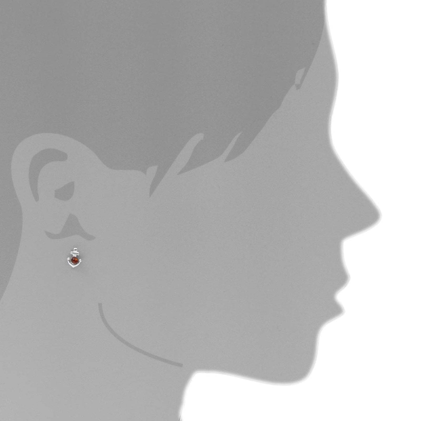 OSTSEE-SCHMUCK Paar Ohrstecker »- Anker - Silber 925/000 - Bernstein«