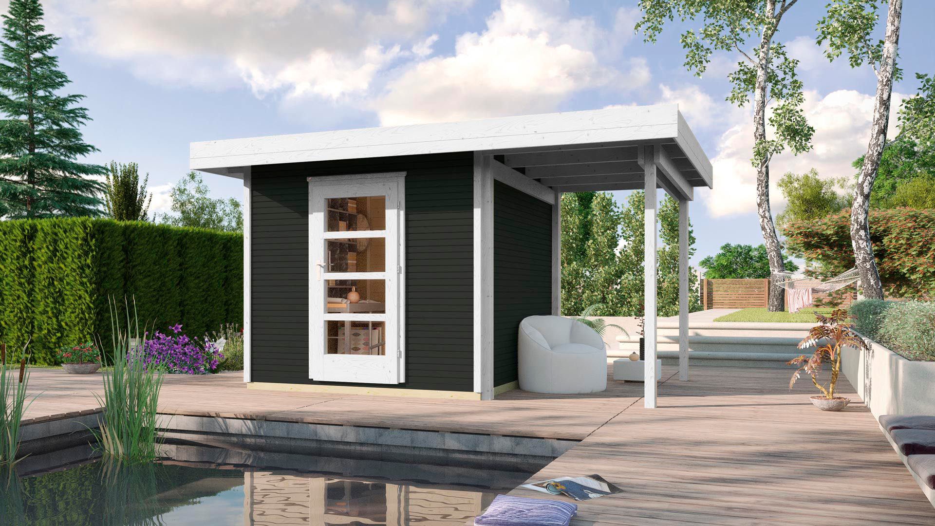 weka Gartenhaus »wekaLine 172 A Gr.2, anthrazit, 28 mm, Anbau ca. 150 cm«