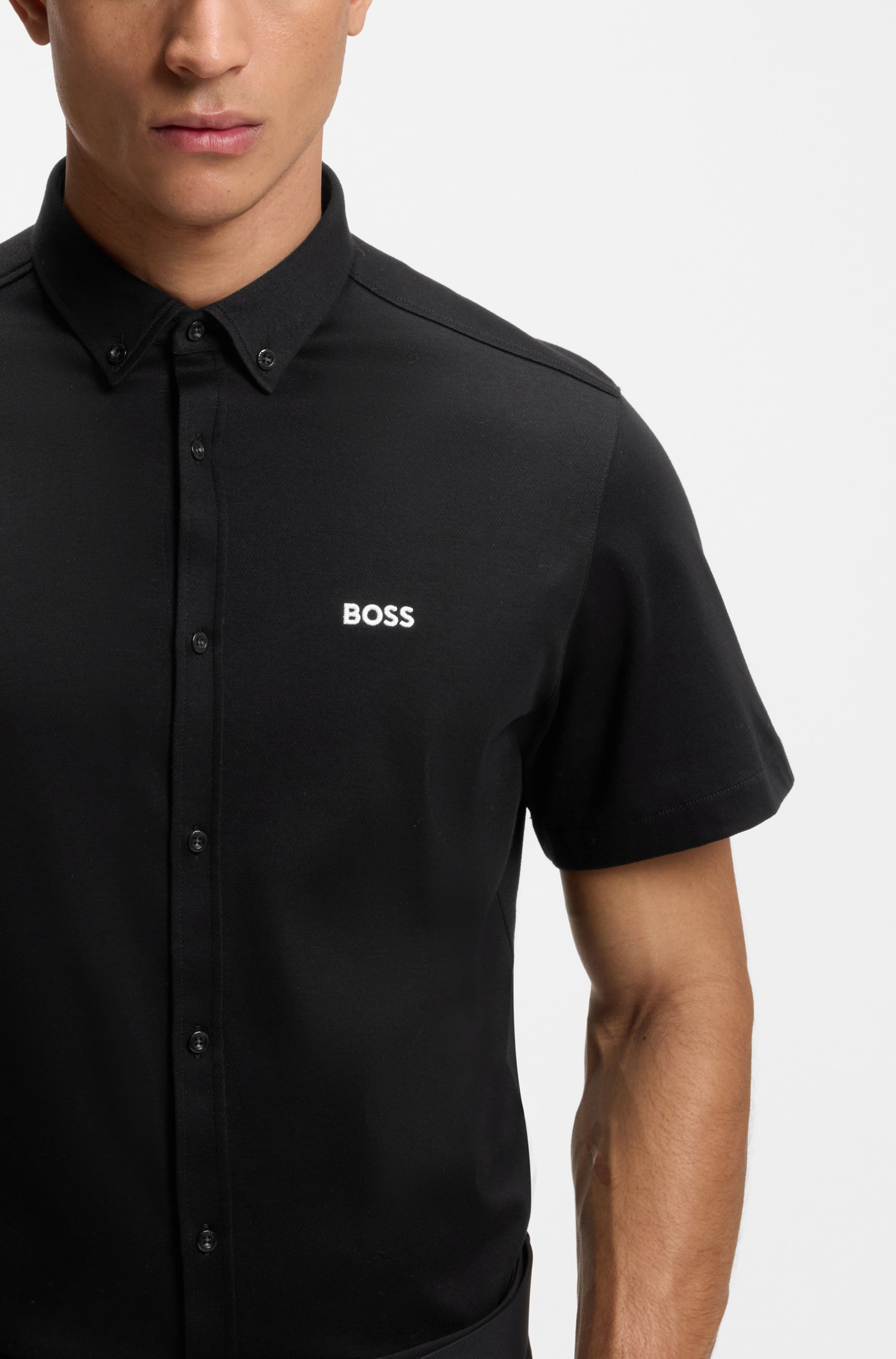 BOSS GREEN Kurzarmhemd »Motion S« Regular Fit, Button-down-Kragen, Kurzarm, Logo-Stickerei