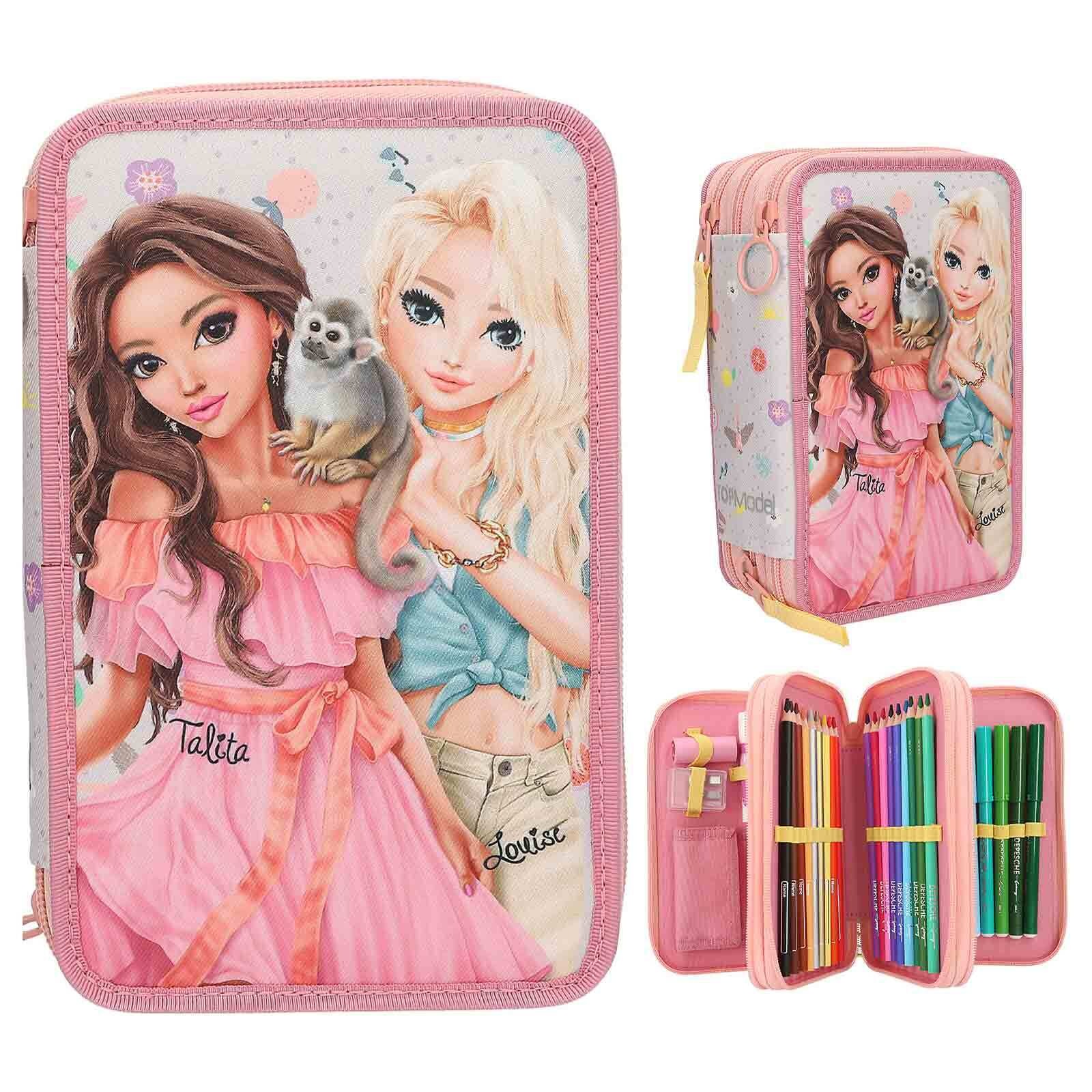Depesche Buntstift »3-Fach Federtasche JUICY inkl. Stifte TOPModel 7,5 x 13 x 20 cm altrosa«