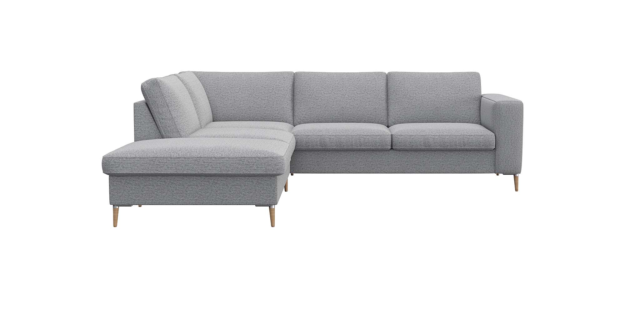 FLEXLUX Ecksofa "Fiore, L-Form, super bequem durch Kaltschaum im Sitz" schmale Armlehnen, Füße Alu/Eiche, B/T 234/225 cm
